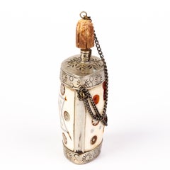 Chinese Tibetan White Metal Yin Yang Snuff Bottle