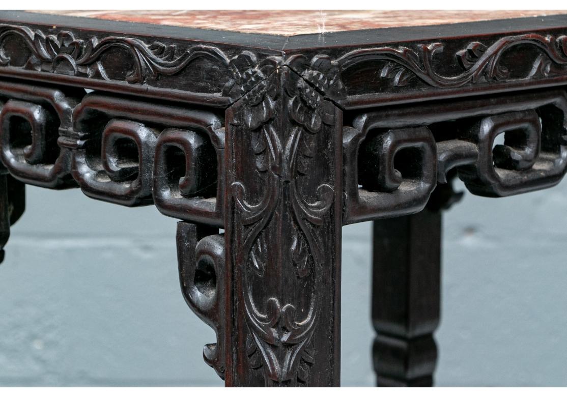 Chinese Tiered Stand with Inset Rose Marble Top For Sale at 1stDibs