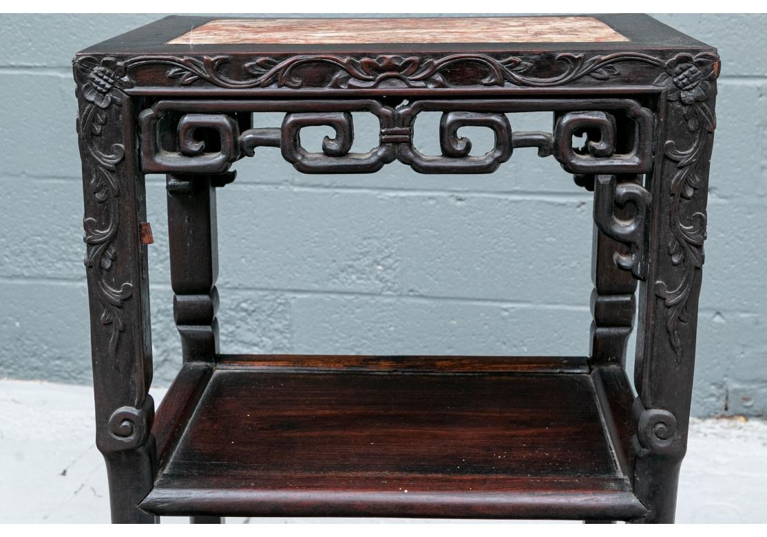 Chinese Tiered Stand with Inset Rose Marble Top For Sale 1