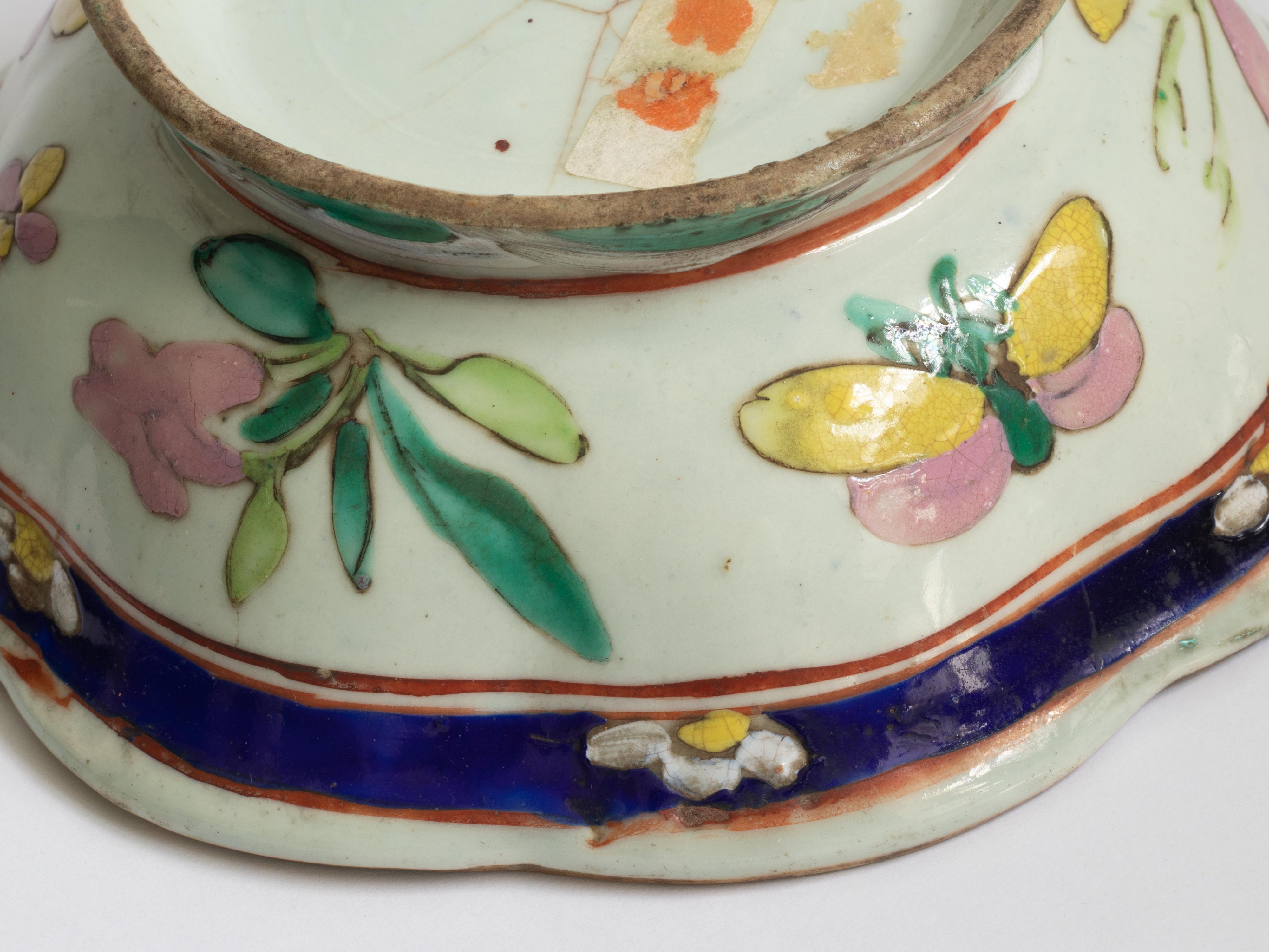 Chinesische geblümte Tongzhi-Servierschale, türkisfarbene Glasur, 1800er Jahre im Angebot 3