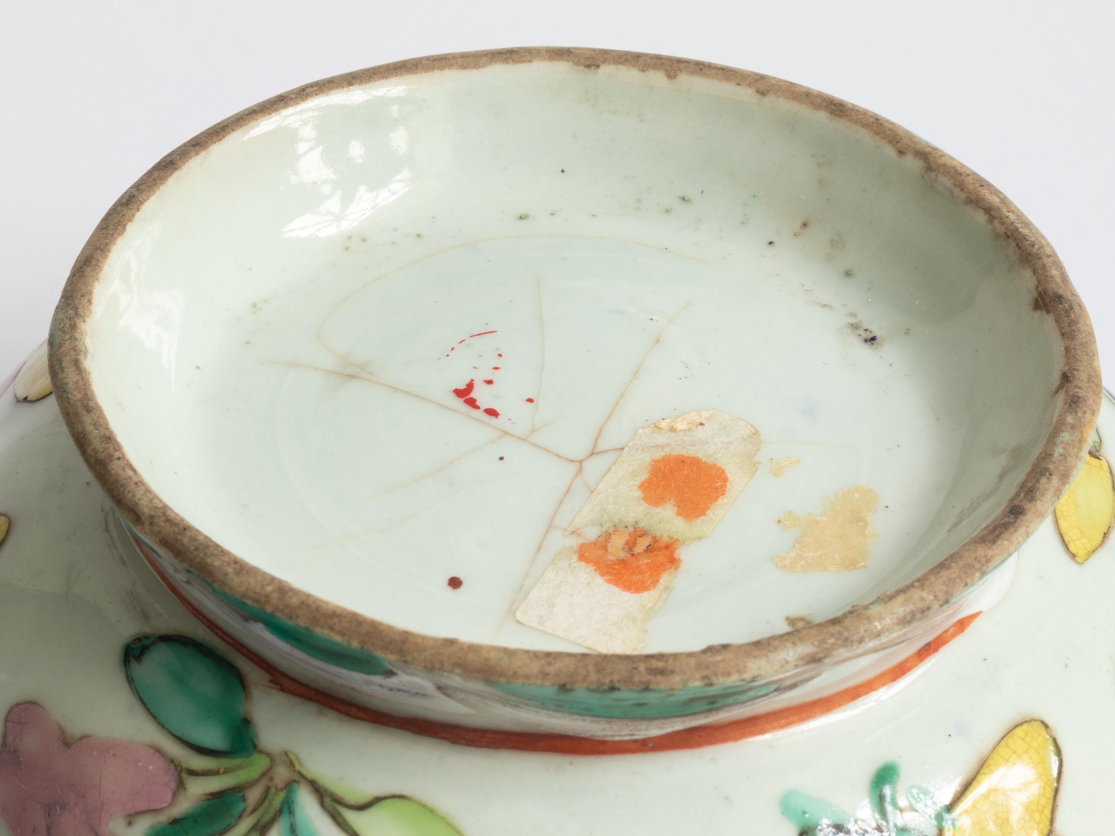 Chinesische geblümte Tongzhi-Servierschale, türkisfarbene Glasur, 1800er Jahre im Angebot 4