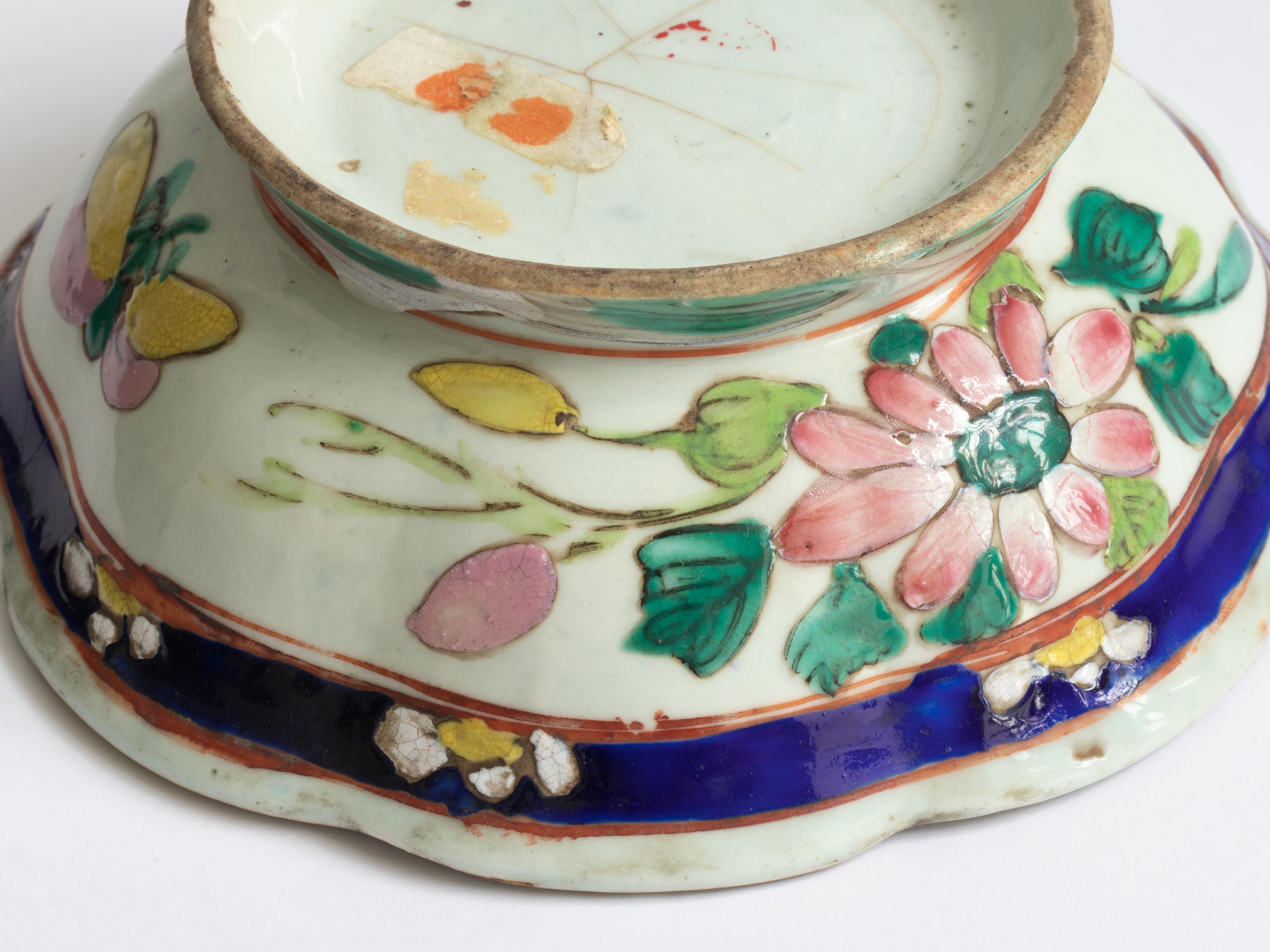 Chinesische geblümte Tongzhi-Servierschale, türkisfarbene Glasur, 1800er Jahre im Angebot 5