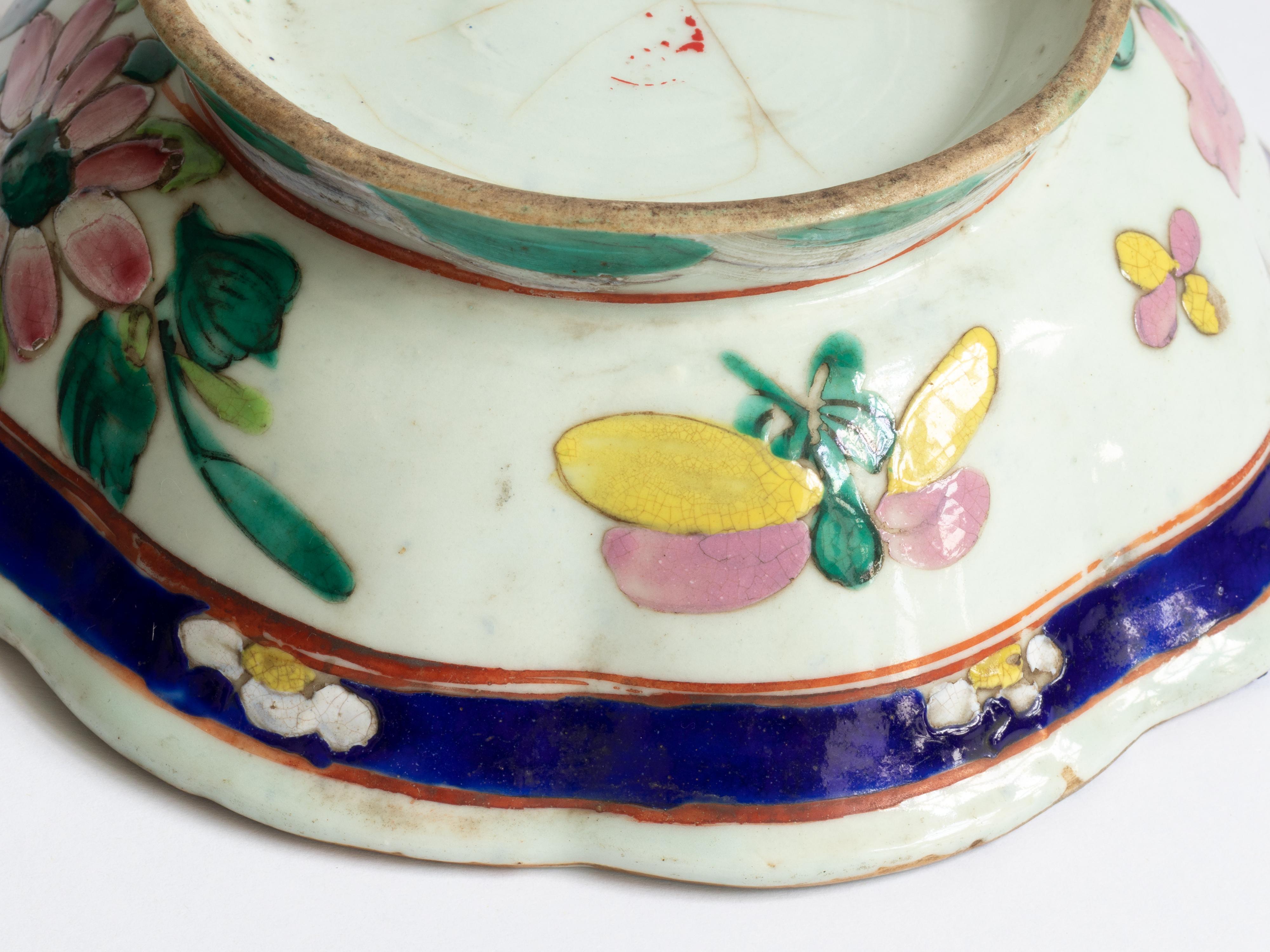 Chinesische geblümte Tongzhi-Servierschale, türkisfarbene Glasur, 1800er Jahre im Angebot 6