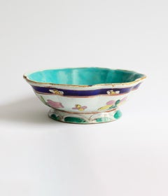 Chinese Tongzhi Floral Offering Bowl, Turquoise Glaze, 1800s