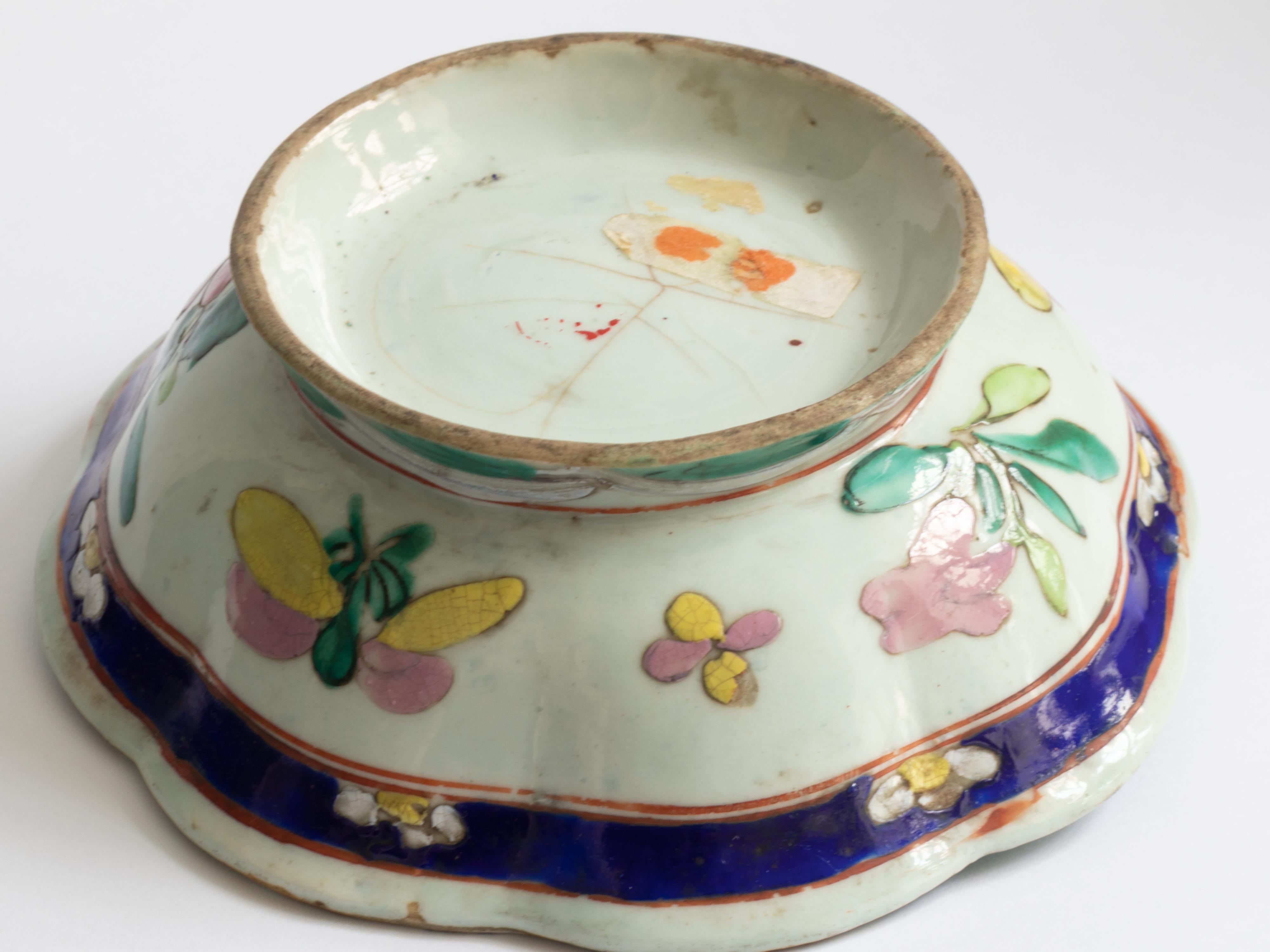 Chinesische geblümte Tongzhi-Servierschale, türkisfarbene Glasur, 1800er Jahre im Angebot 2