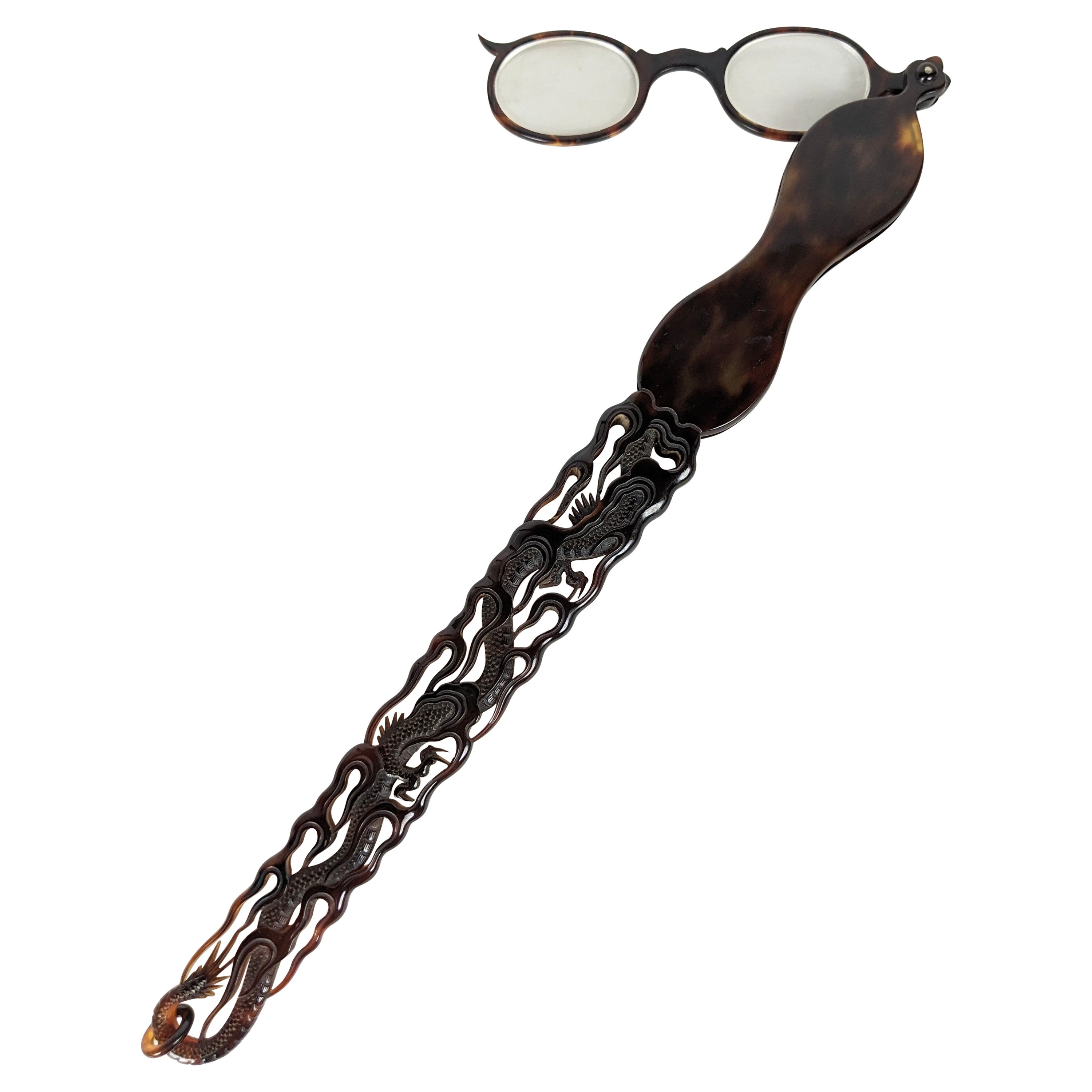 Lorgnette de dragón chino de carey para el mercado europeo