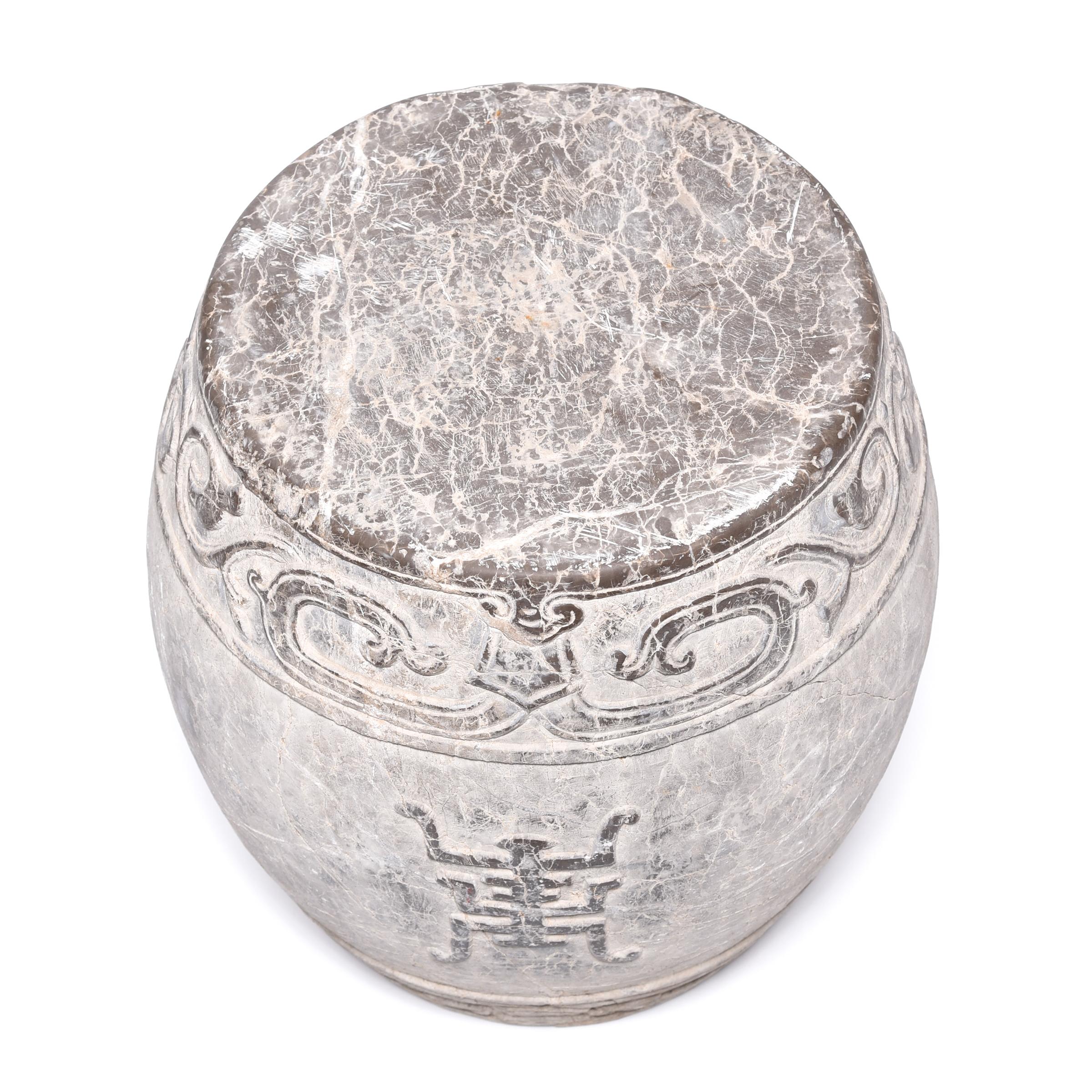 Contemporary Chinese Trailing Vine Stone Drum