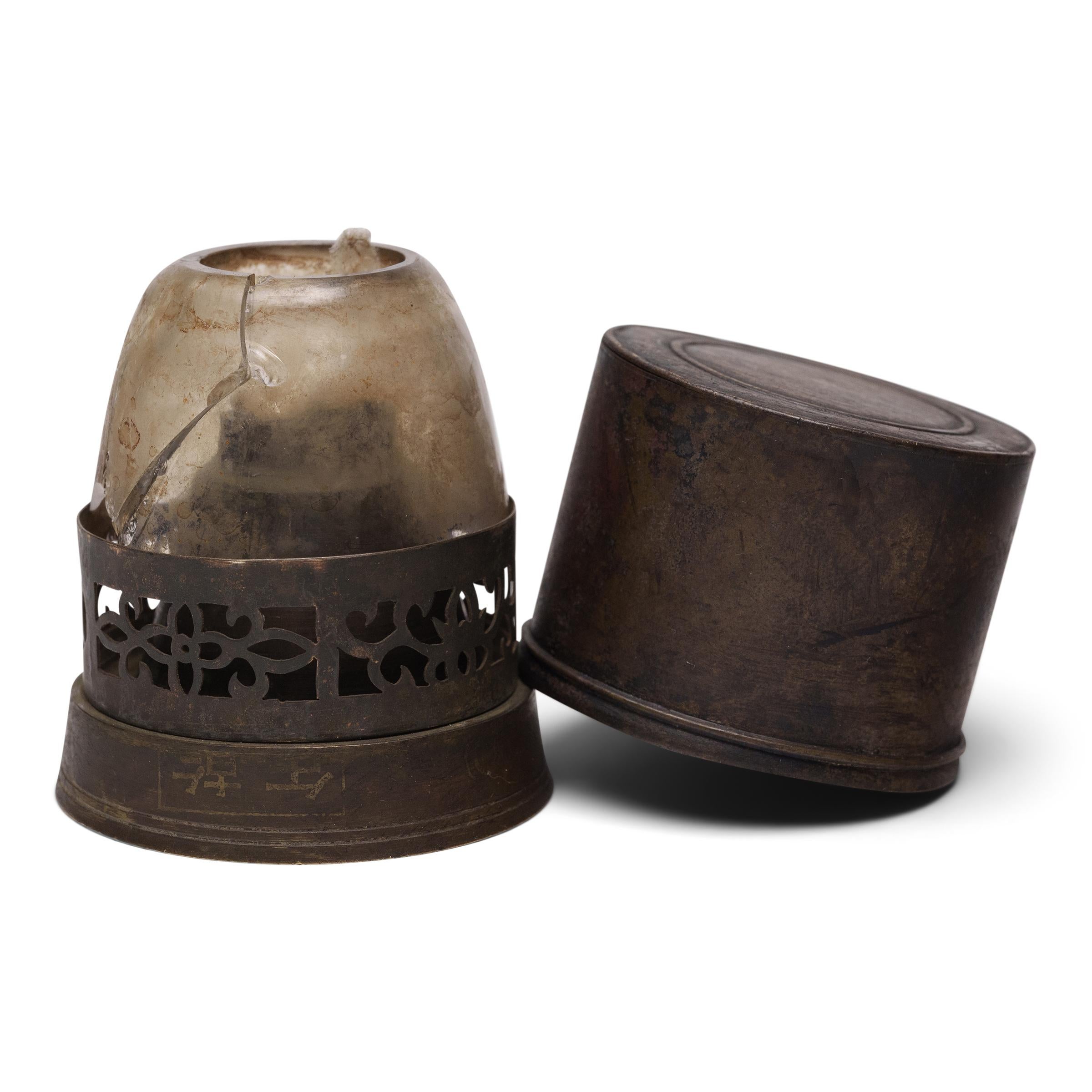 Qing Chinese Travel Opium Lamp, c. 1900 For Sale