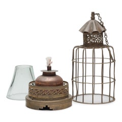 Chinese Traveler's Cage Opium Lamp, c. 1900