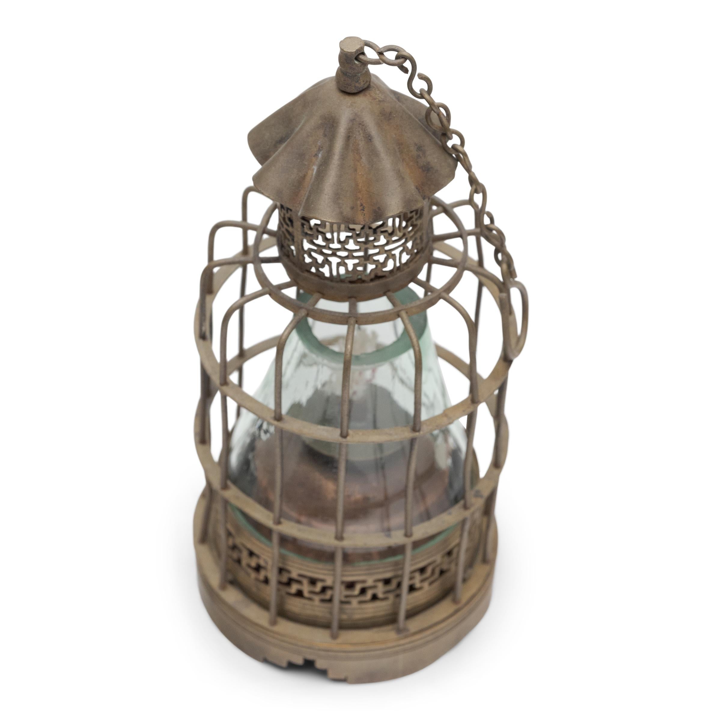 Qing Chinese Traveler's Cage Opium Lamp, c. 1900