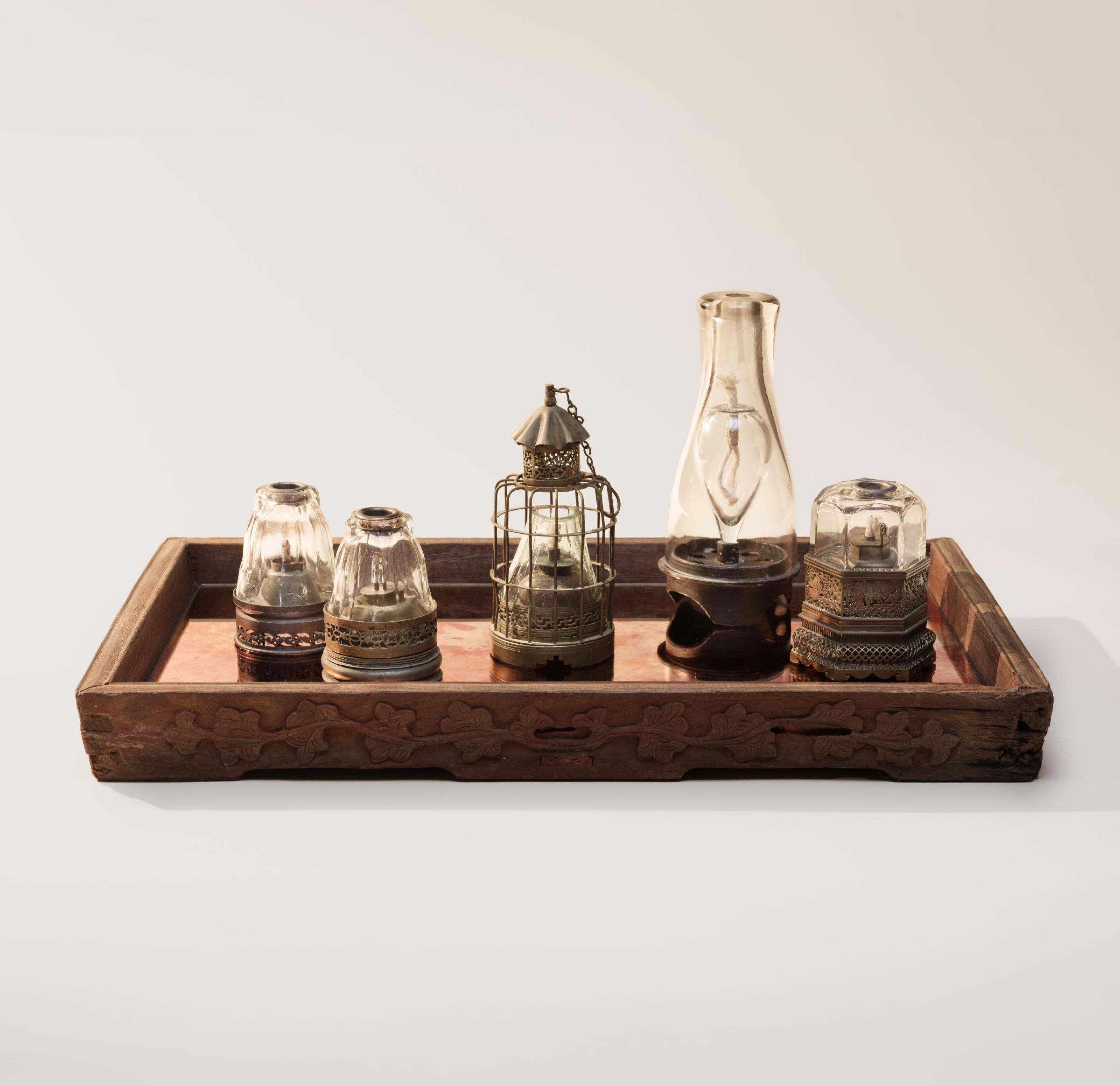 Chinese Traveler's Cage Opium Lamp, c. 1900 In Good Condition In Chicago, IL