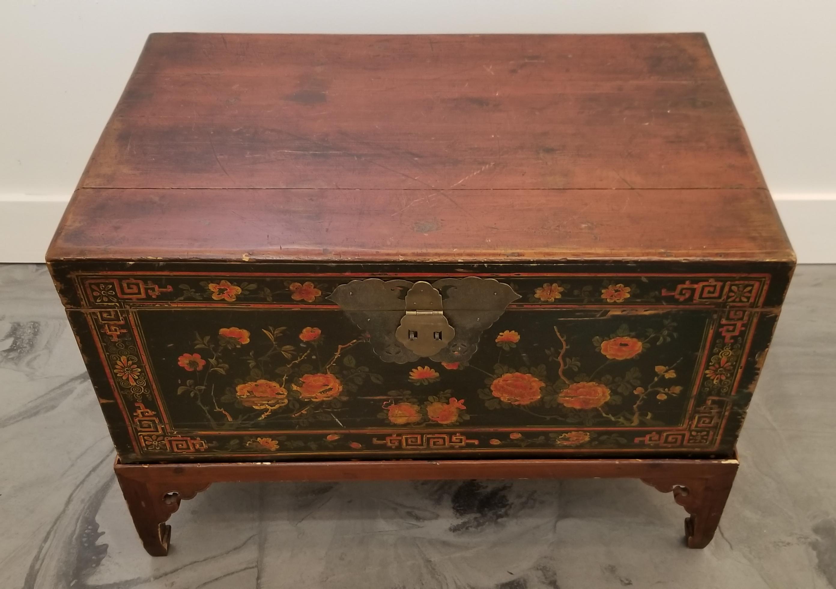 Chinese Trunk on Stand In Good Condition In Fulton, CA