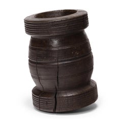 Chinese Turned Wooden Mortar, c. 1900