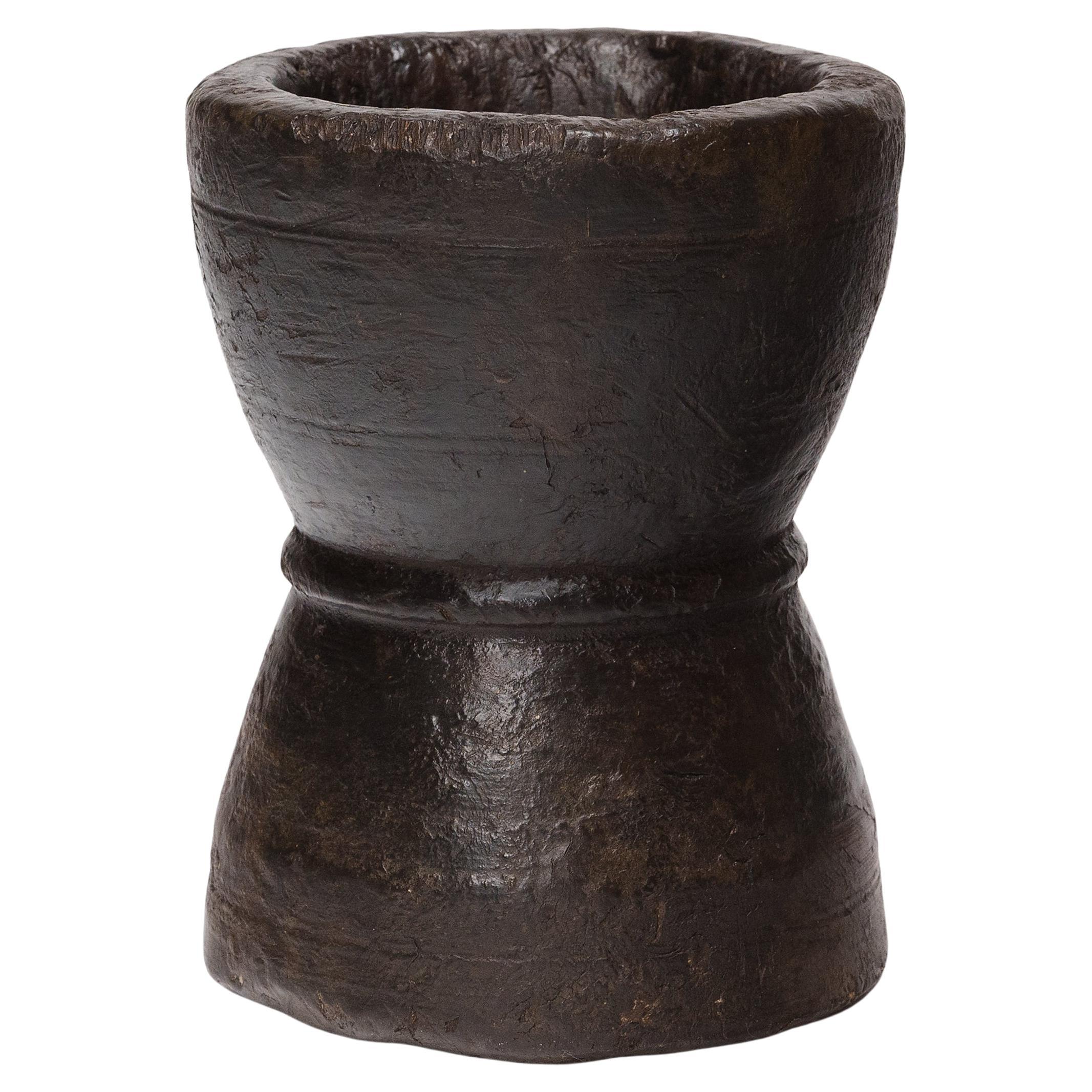 Chinese Turned Wooden Mortar, c. 1900