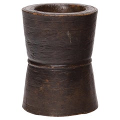 Antique Chinese Turned Wooden Mortar, c. 1900