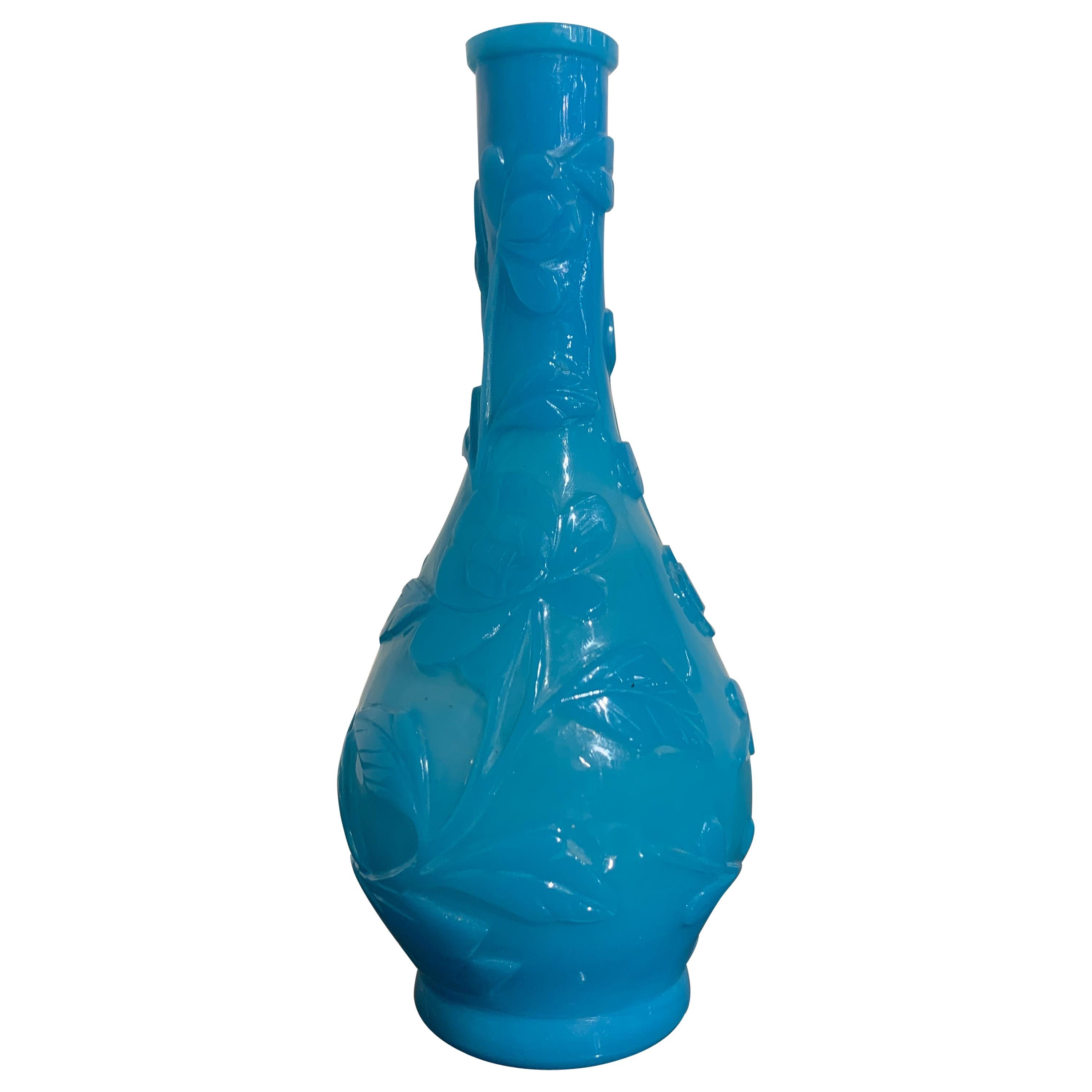 Chinese Turquoise Blue Peking Glass Vase, Republic Period, Early 20th Century