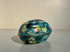 Chinese Turquoise Cloisonne Melon Form Box, Republic Period, China