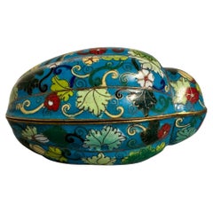 Caja china de cloisonné turquesa con forma de melón, Periodo de la República, China