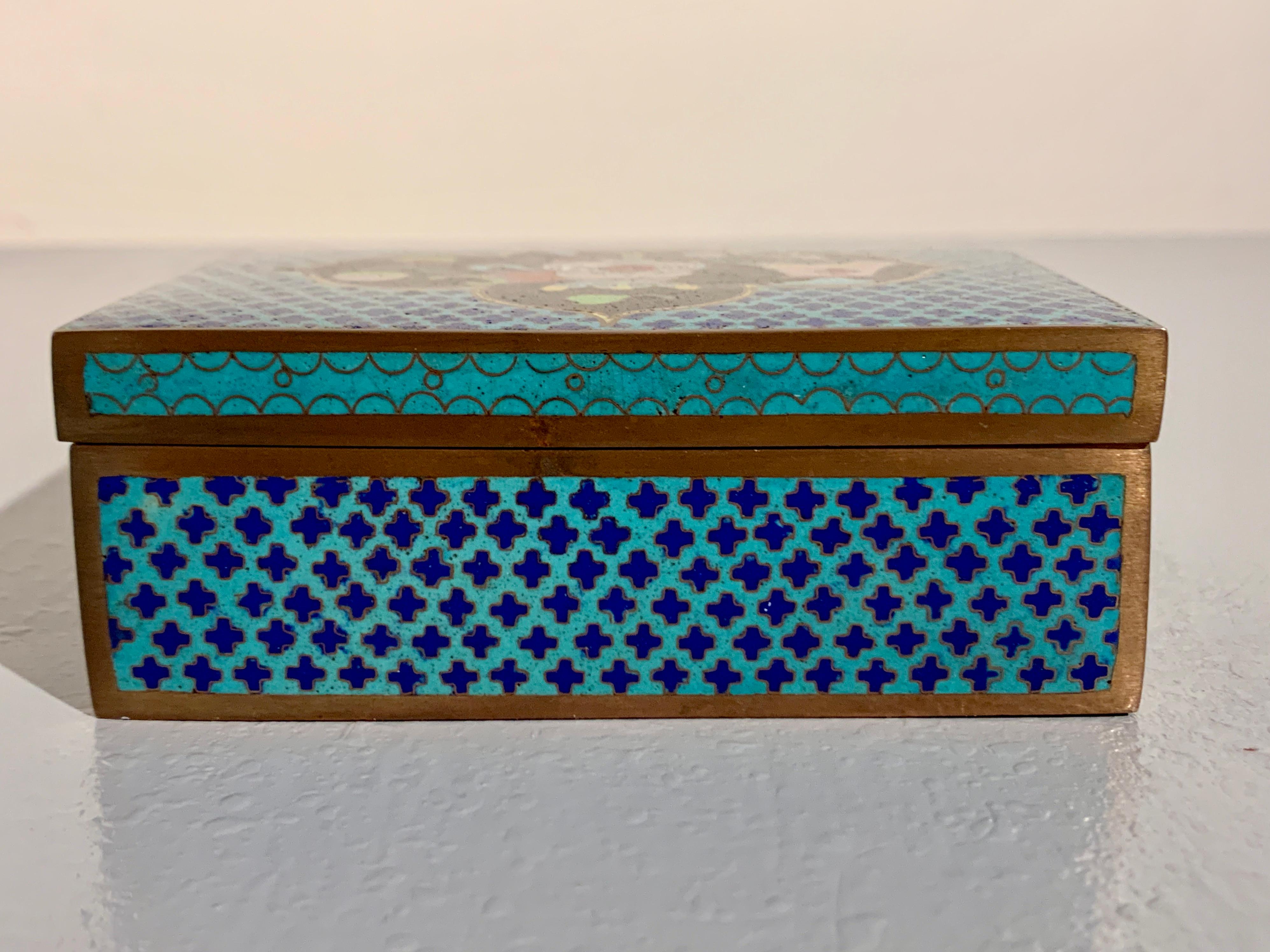 Chinese Turquoise Cloisonne Trinket Box, Republic Period, c 1920, China For Sale 1