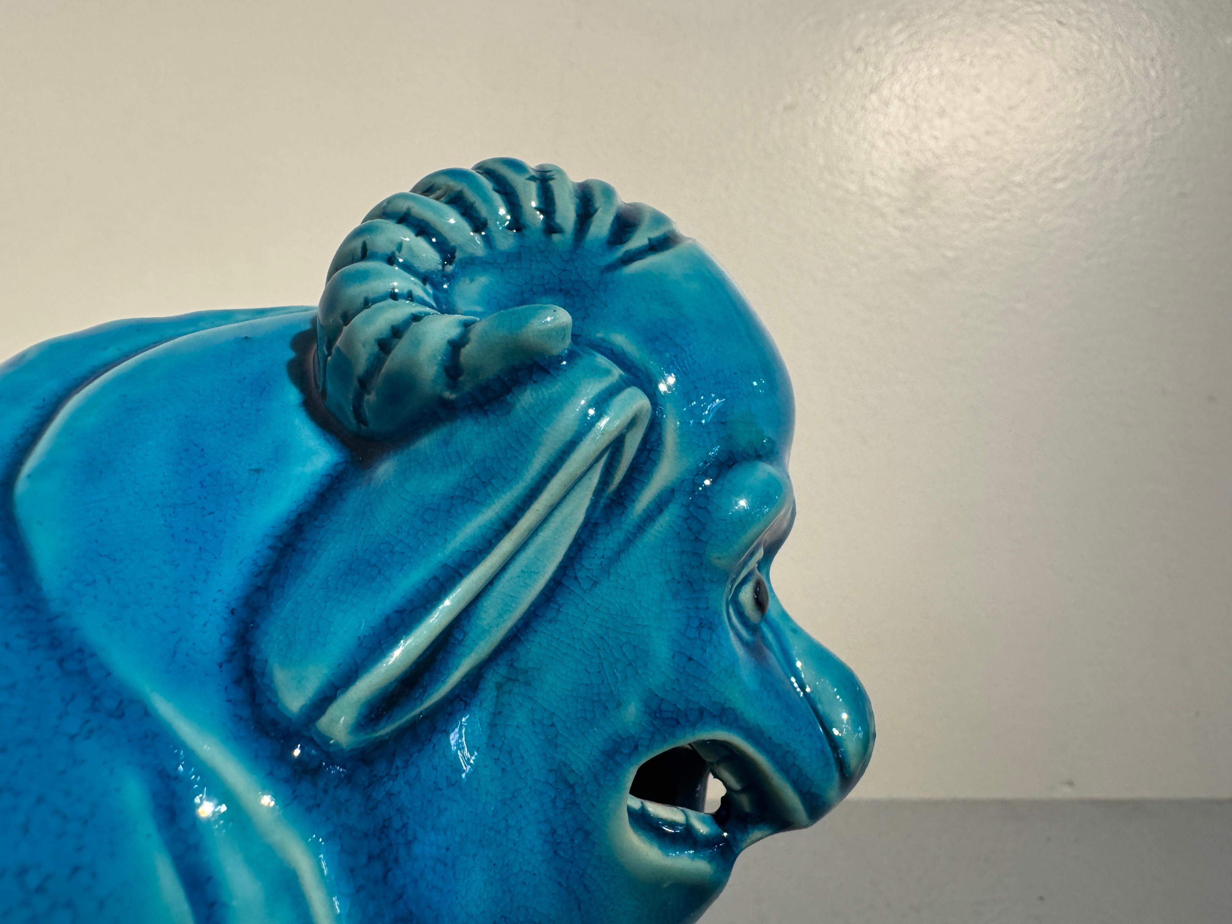 Chinese Turquoise Glazed Mythical Beast, Late Qing Dynasty, circa 1900, China For Sale 4