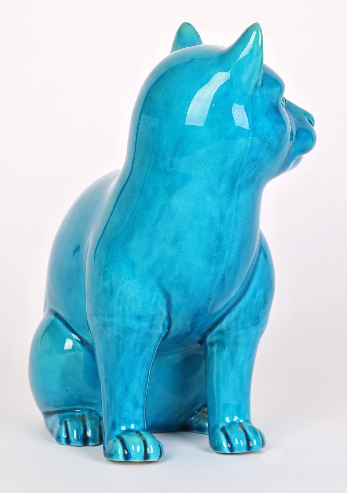 Chinese Turquoise Glazed Porcelain Seated Cat Figure    6