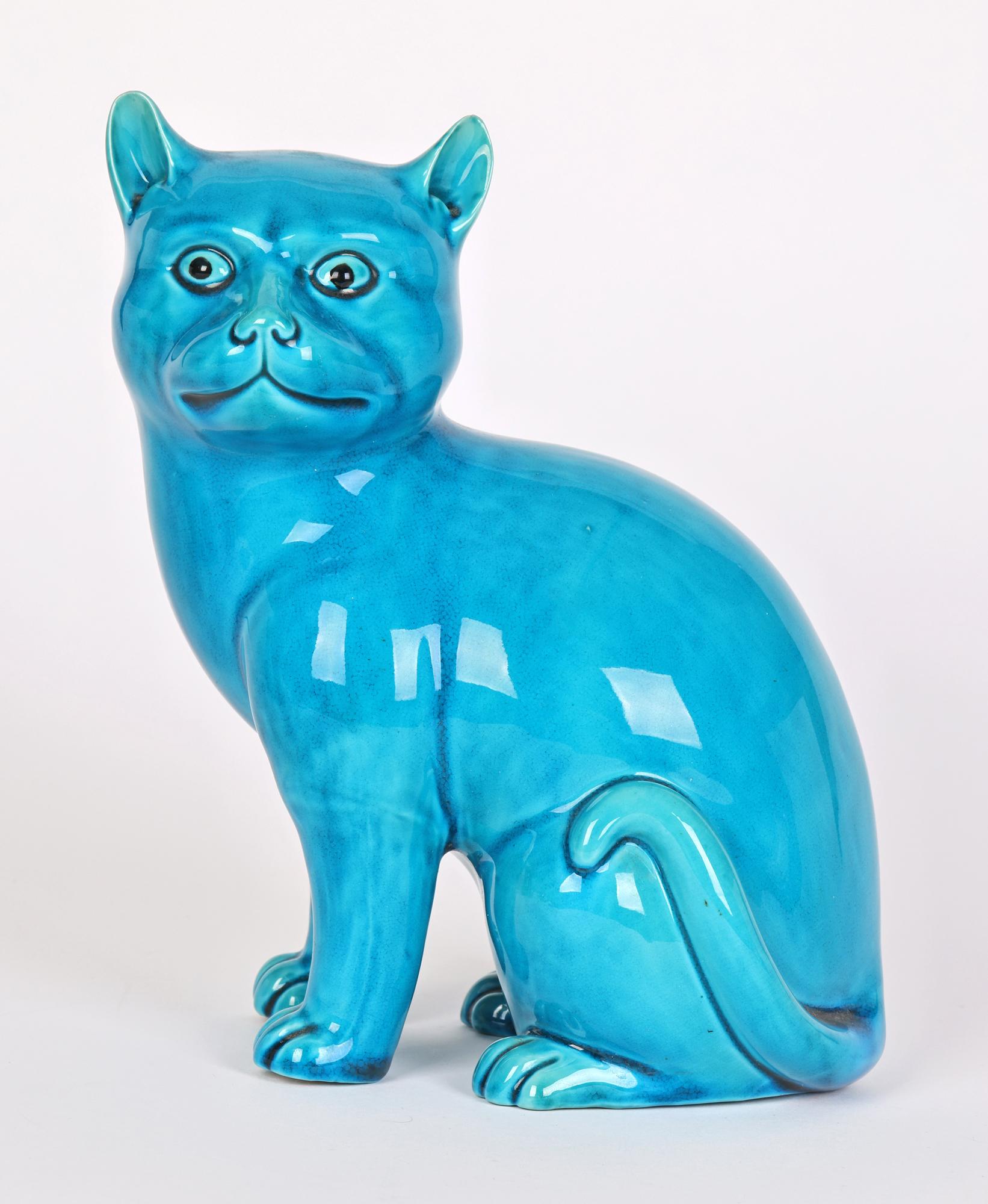 Chinese Turquoise Glazed Porcelain Seated Cat Figure    8