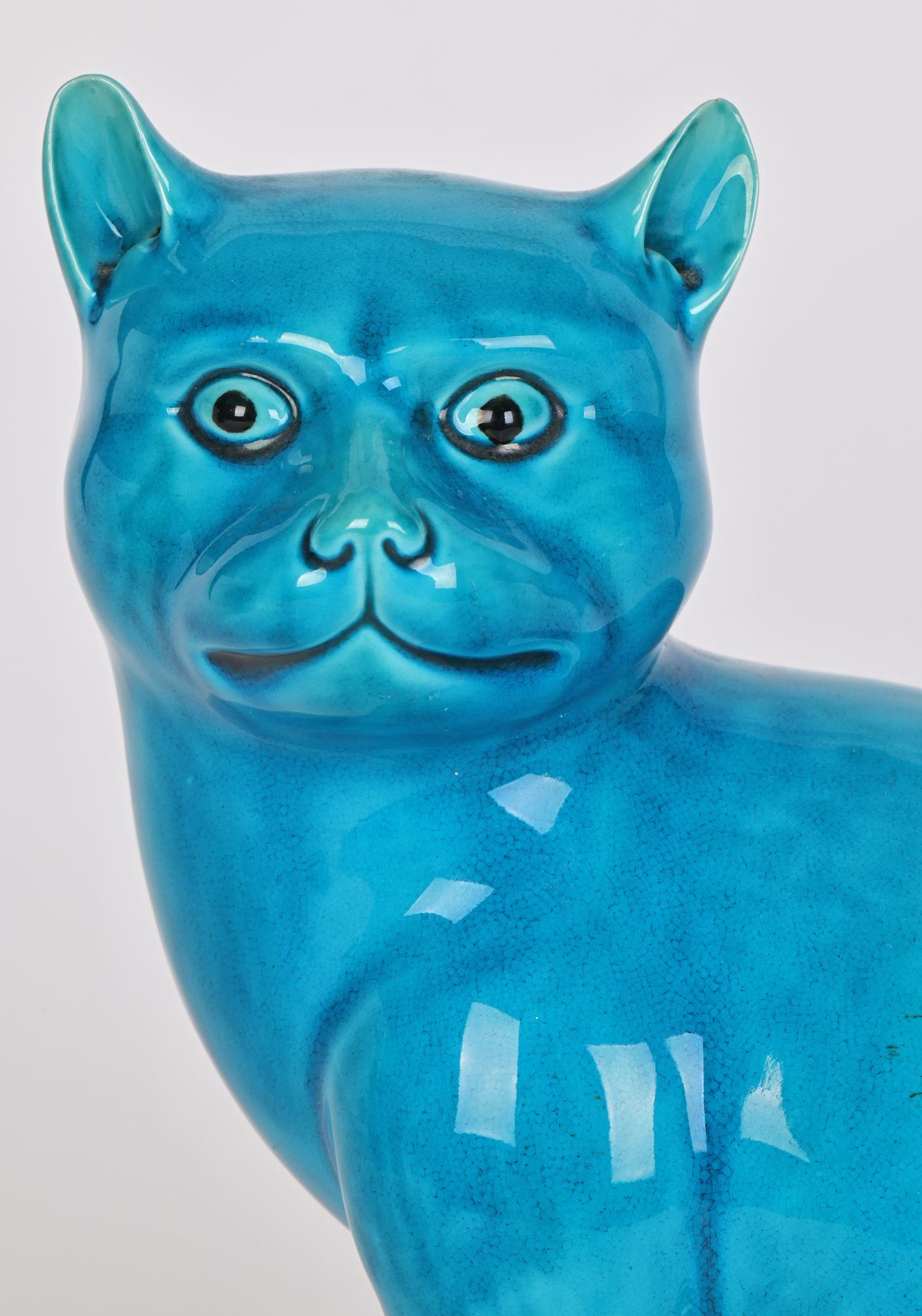 Chinese Turquoise Glazed Porcelain Seated Cat Figure    9