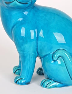 Chinese Turquoise Glazed Porcelain Seated Cat Figure