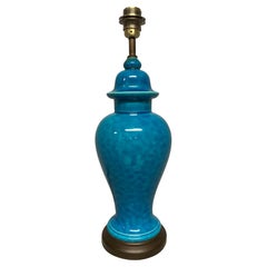 Lampe à vase émaillée turquoise de Chine