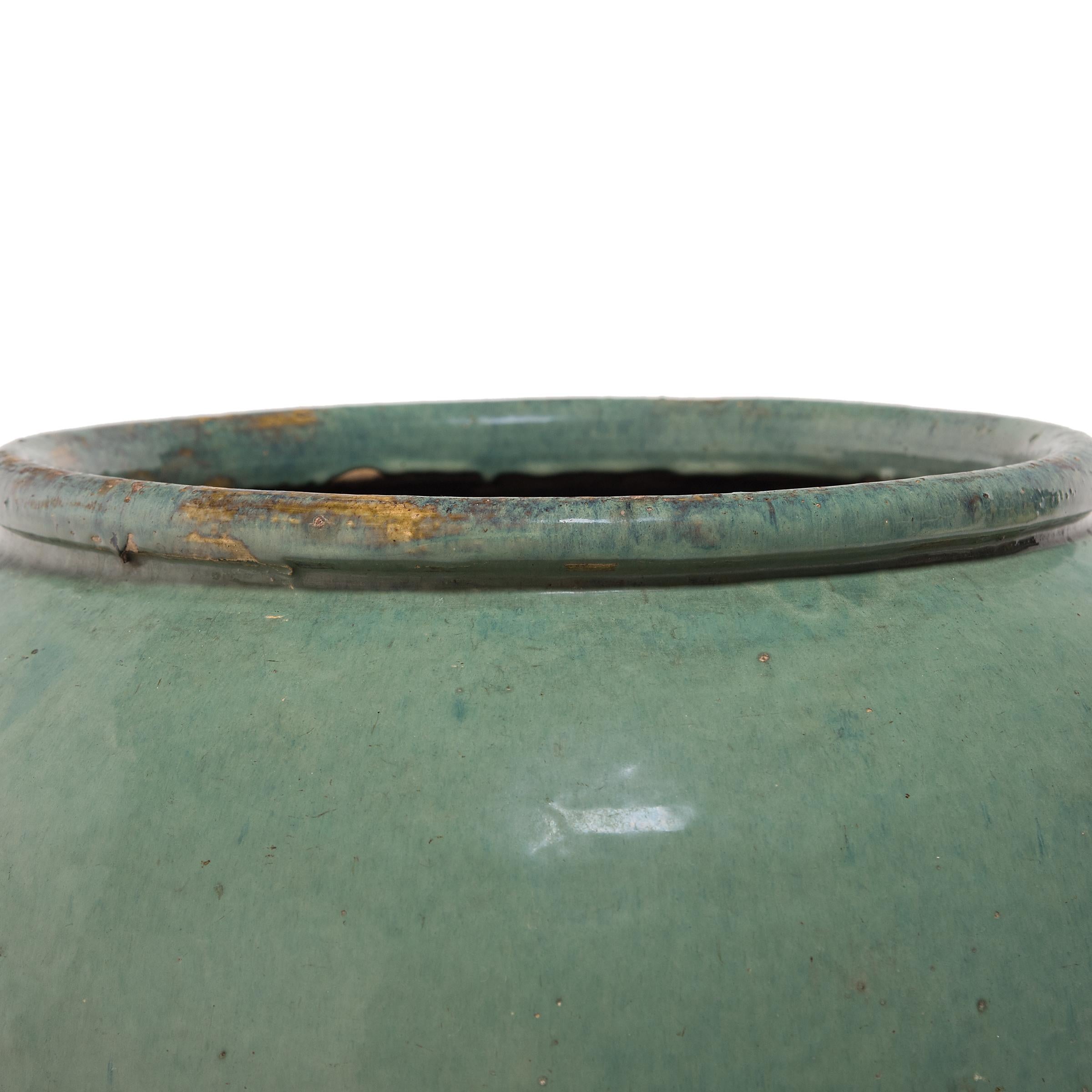 Chinese Celadon Pickling Jar, c. 1900 In Good Condition In Chicago, IL