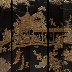 Chinese Twelve Panel Gilt Lacquer Folding Screen, c. 1920
