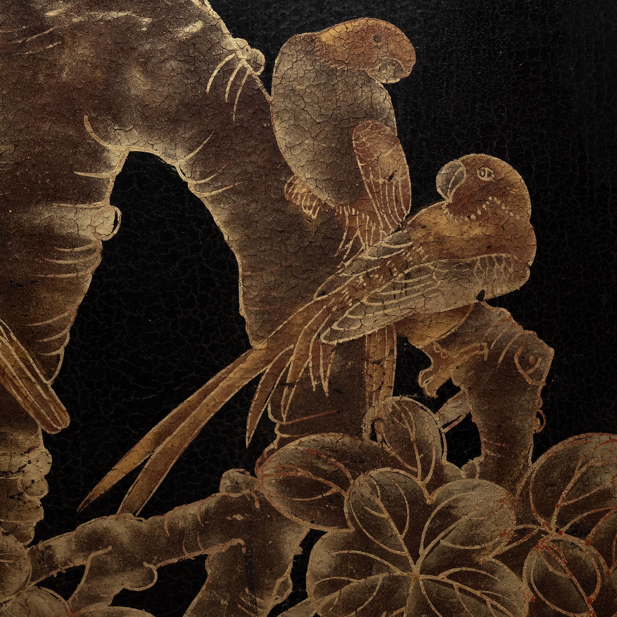 Wood Chinese Twelve Panel Gilt Lacquer Folding Screen, c. 1920