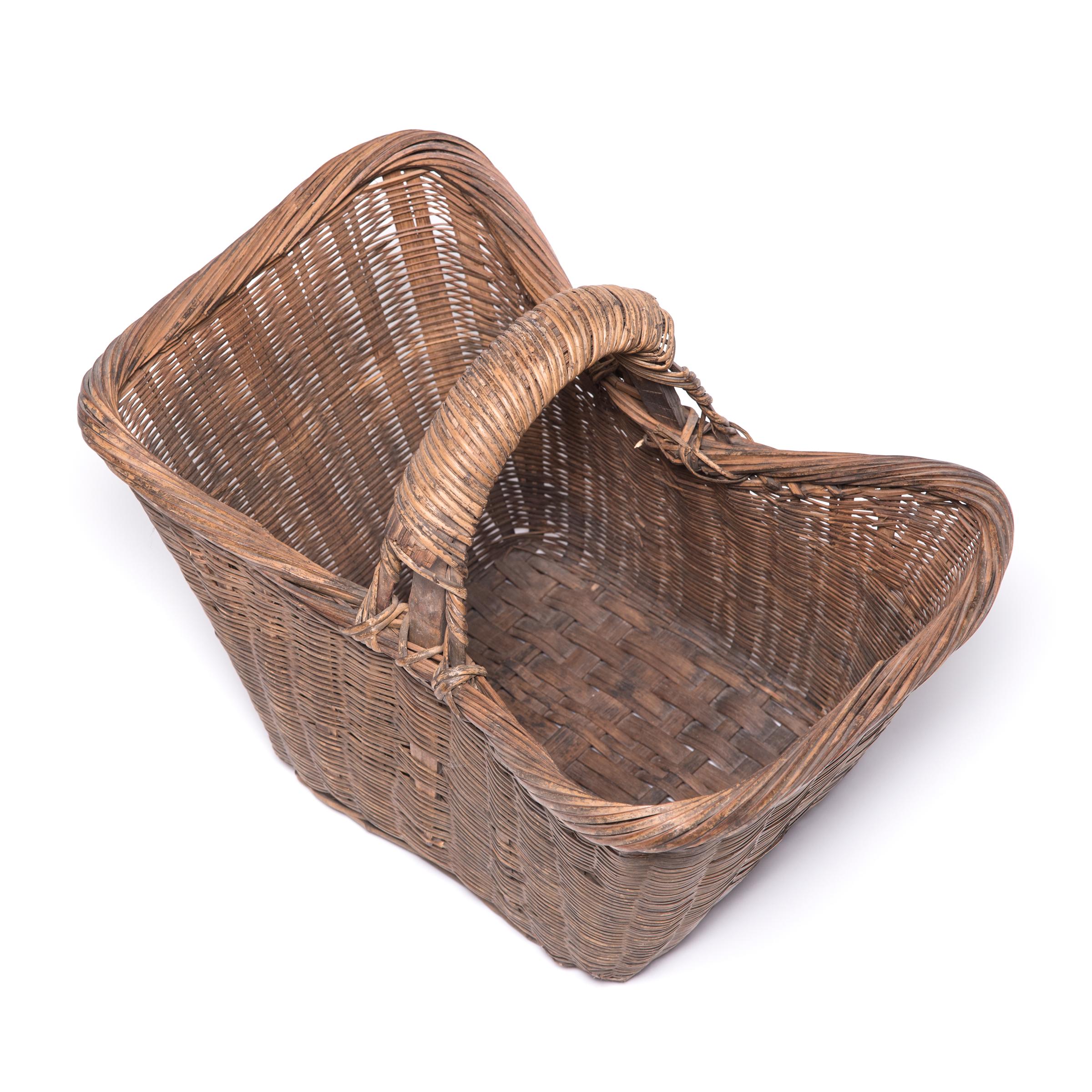 Rustic Chinese Twist Woven Market Basket
