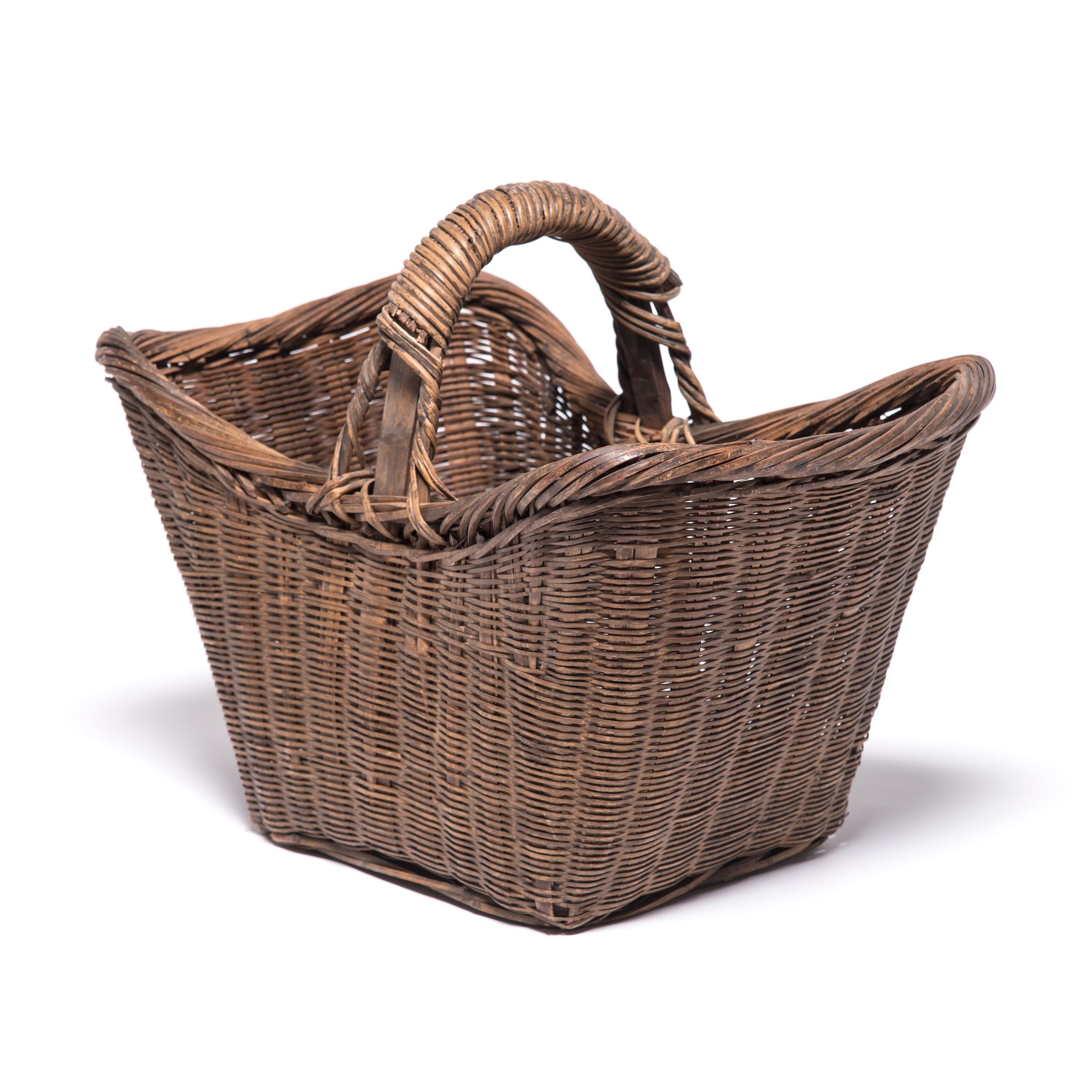 20th Century Chinese Twist Woven Market Basket