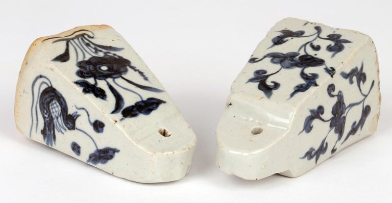 Chinese Two Blue & White Porcelain Glazed Yuan-Style Weights For Sale 2