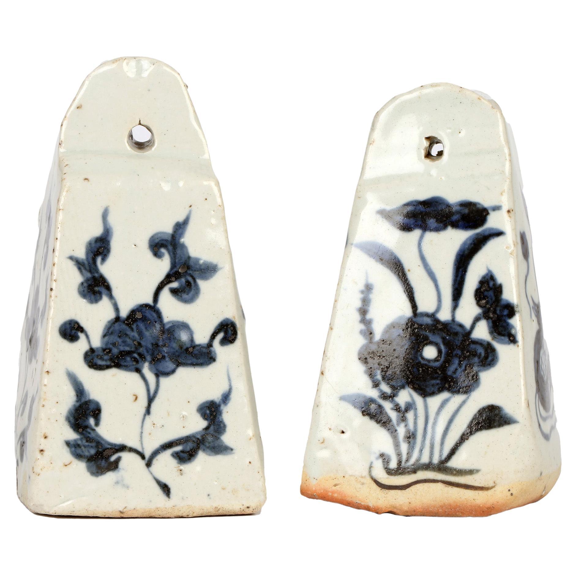 Chinese Two Blue & White Porcelain Glazed Yuan-Style Weights