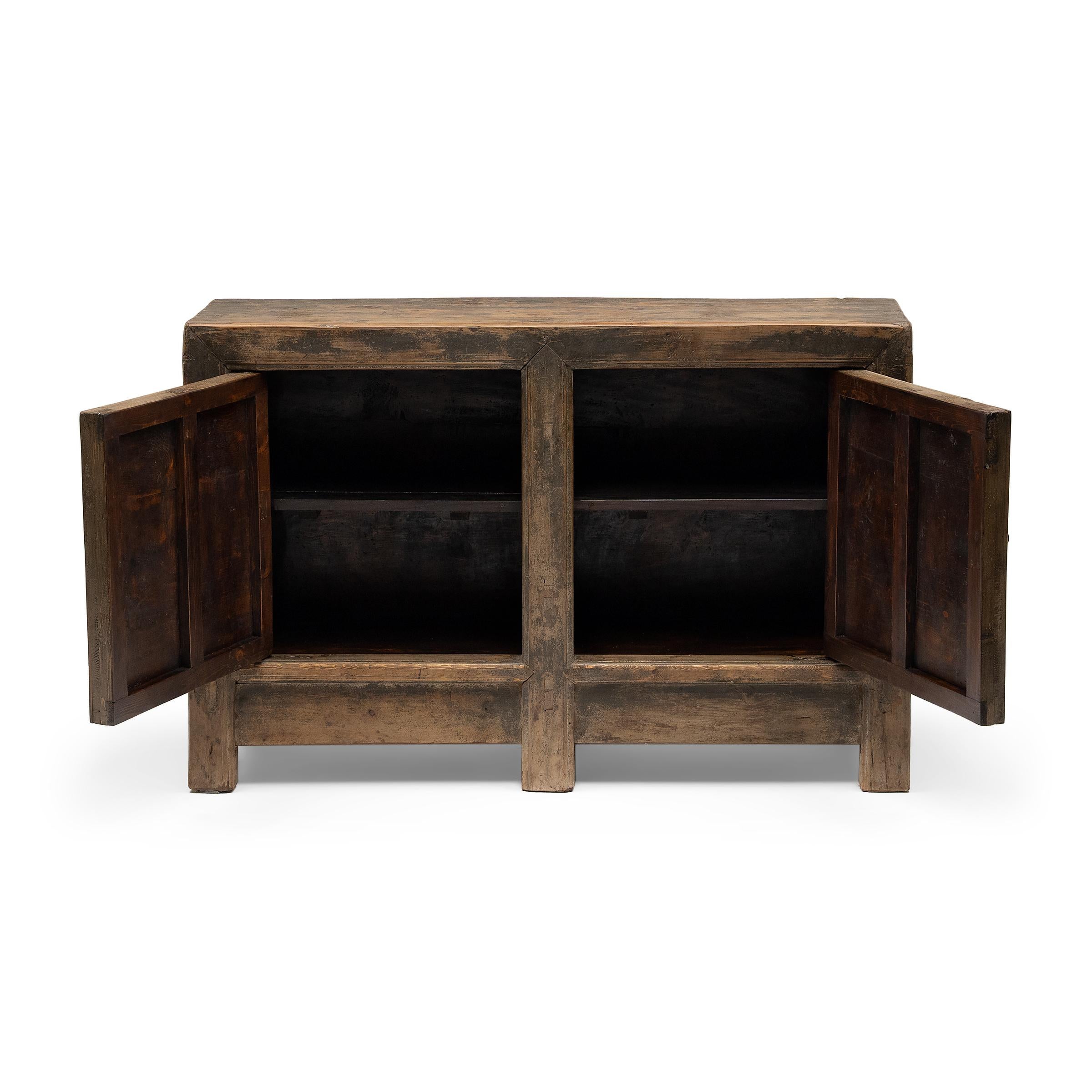 Rustic Chinese Two Door Keeper's Coffer, c. 1900 For Sale