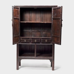 Chinese Two-Door Tapered Cabinet with Open Shelves, c. 1850