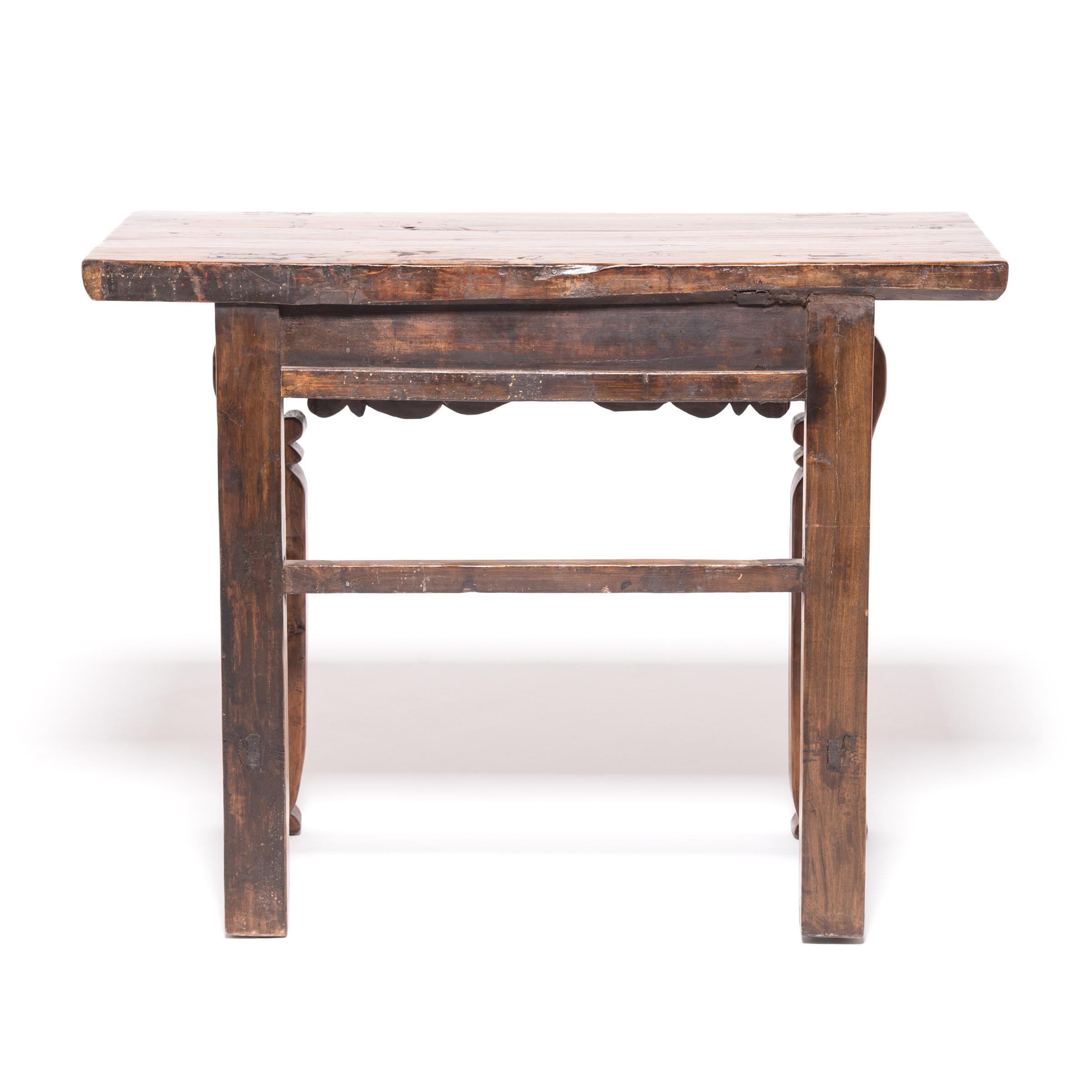 Qing Chinese Two-Drawer Carved Altar Table, c. 1850 For Sale