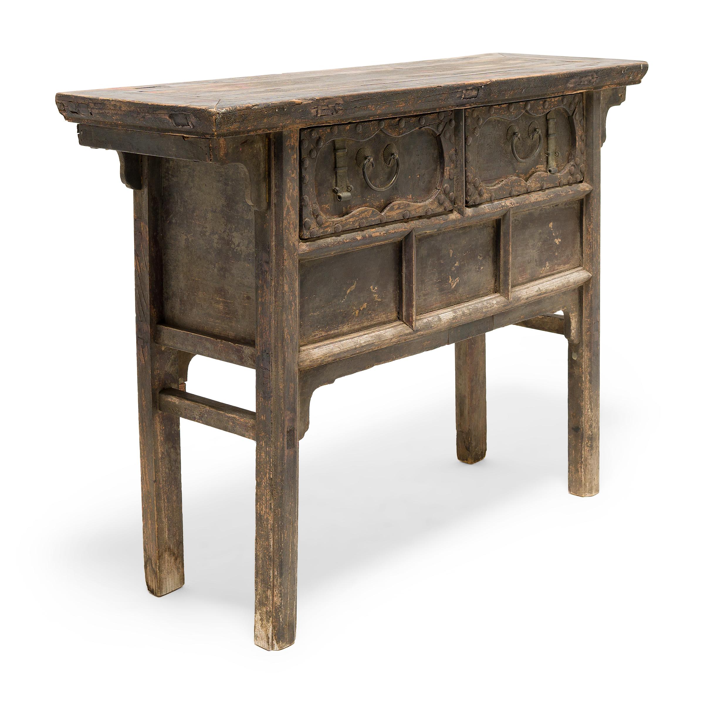 Chinese Two Drawer Offering Table, c. 1800 In Good Condition In Chicago, IL