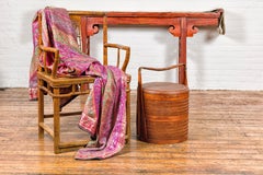 Chinese Two-Tiered Bamboo and Rattan Lidded Food Basket with Large Handle