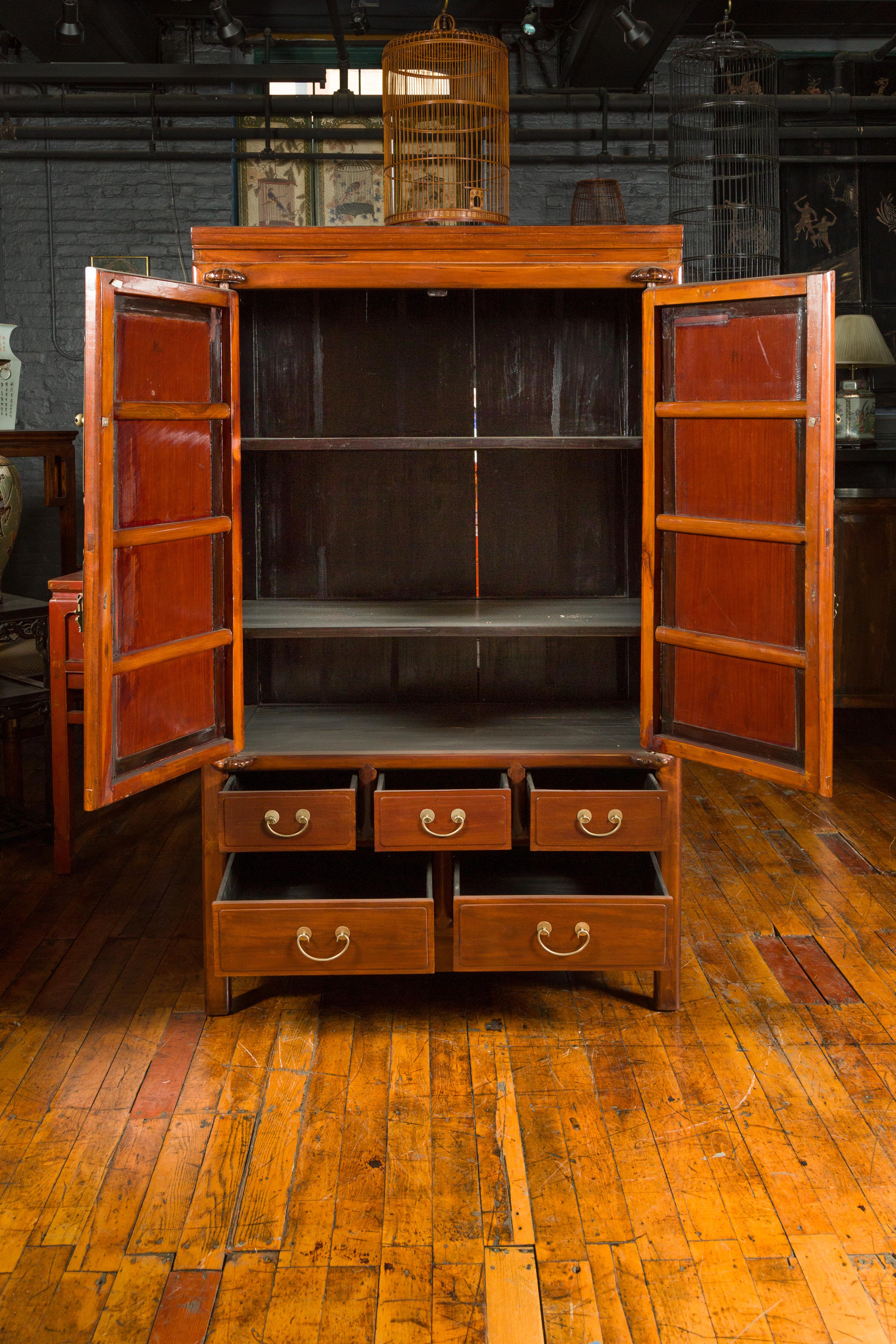 Chinese Two-Toned Cabinet with Doors and Five Drawers from the 20th Century For Sale 6