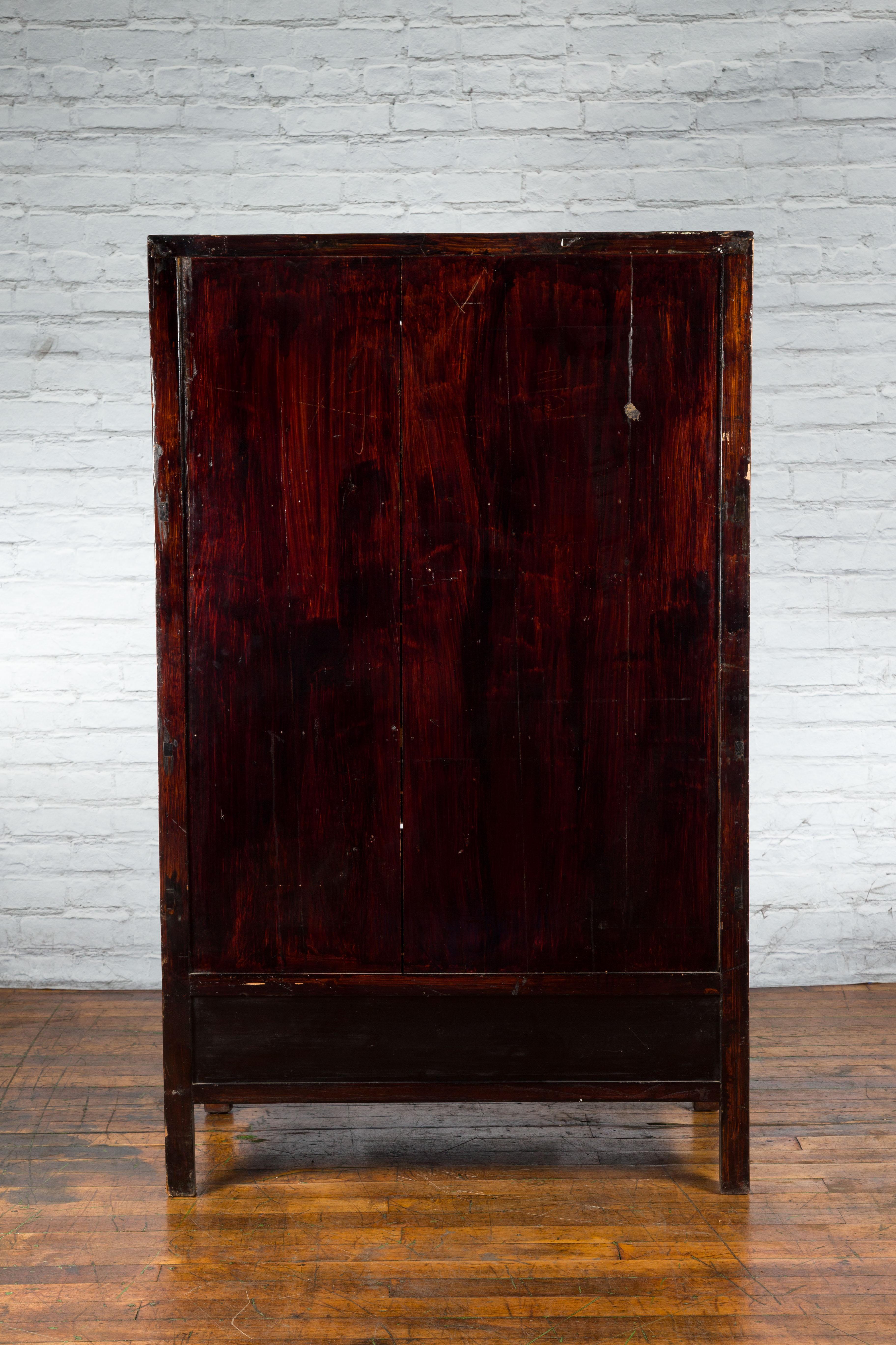 Chinese Two-Toned Cabinet with Doors and Five Drawers from the 20th Century For Sale 11