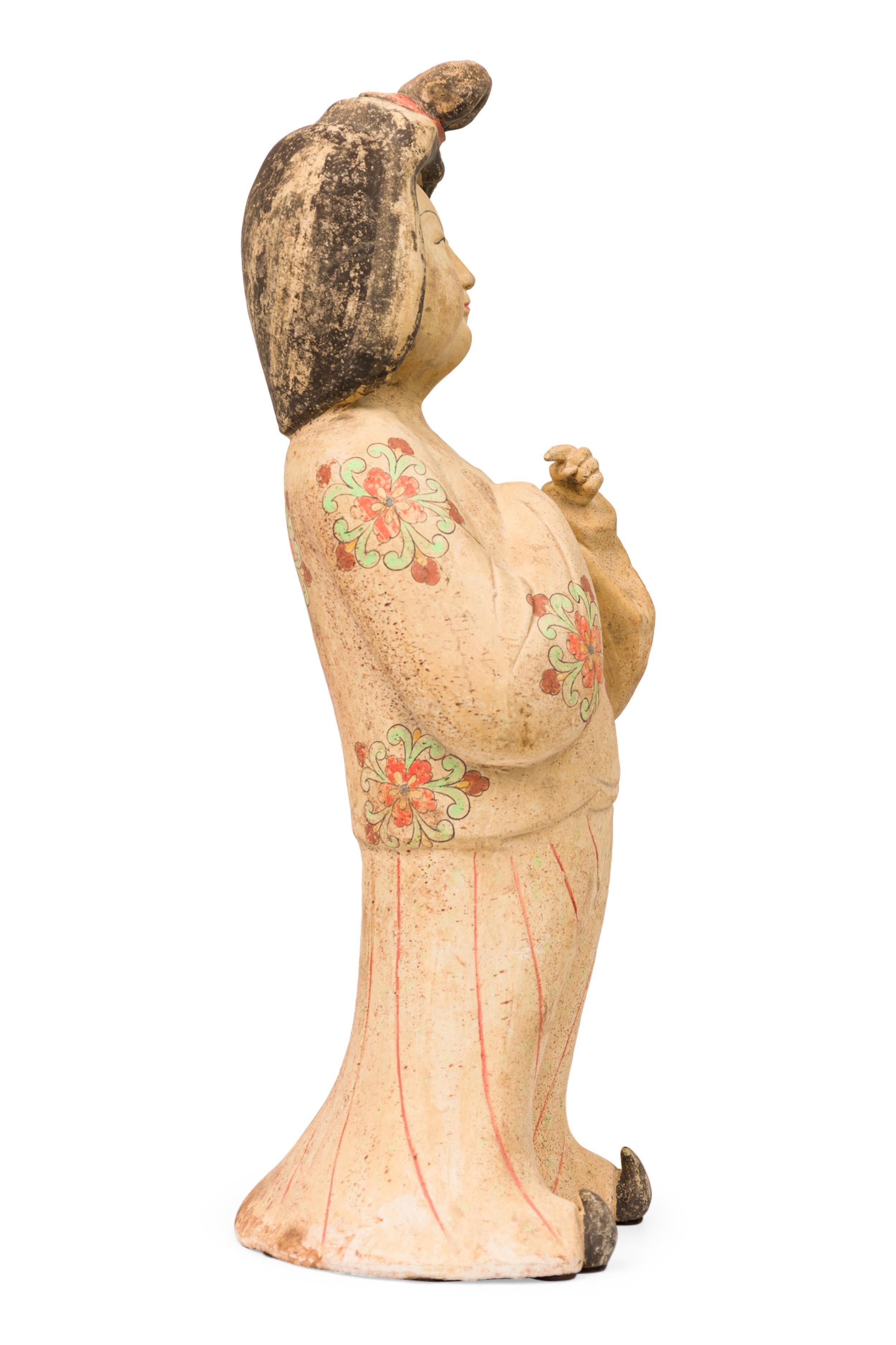 Chinese Unglazed Ceramic Kwanyin Figure In Good Condition For Sale In New York, NY