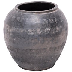 Chinese Unglazed Stamped Clay Jar