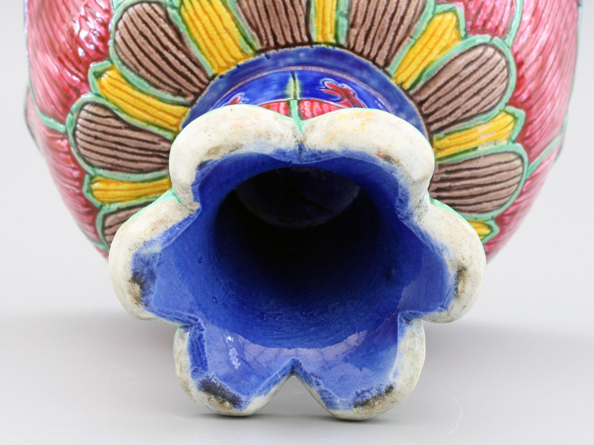 Hand-Crafted Chinese Unusual Porcelain Pedestal Lotus Flower Bowl For Sale
