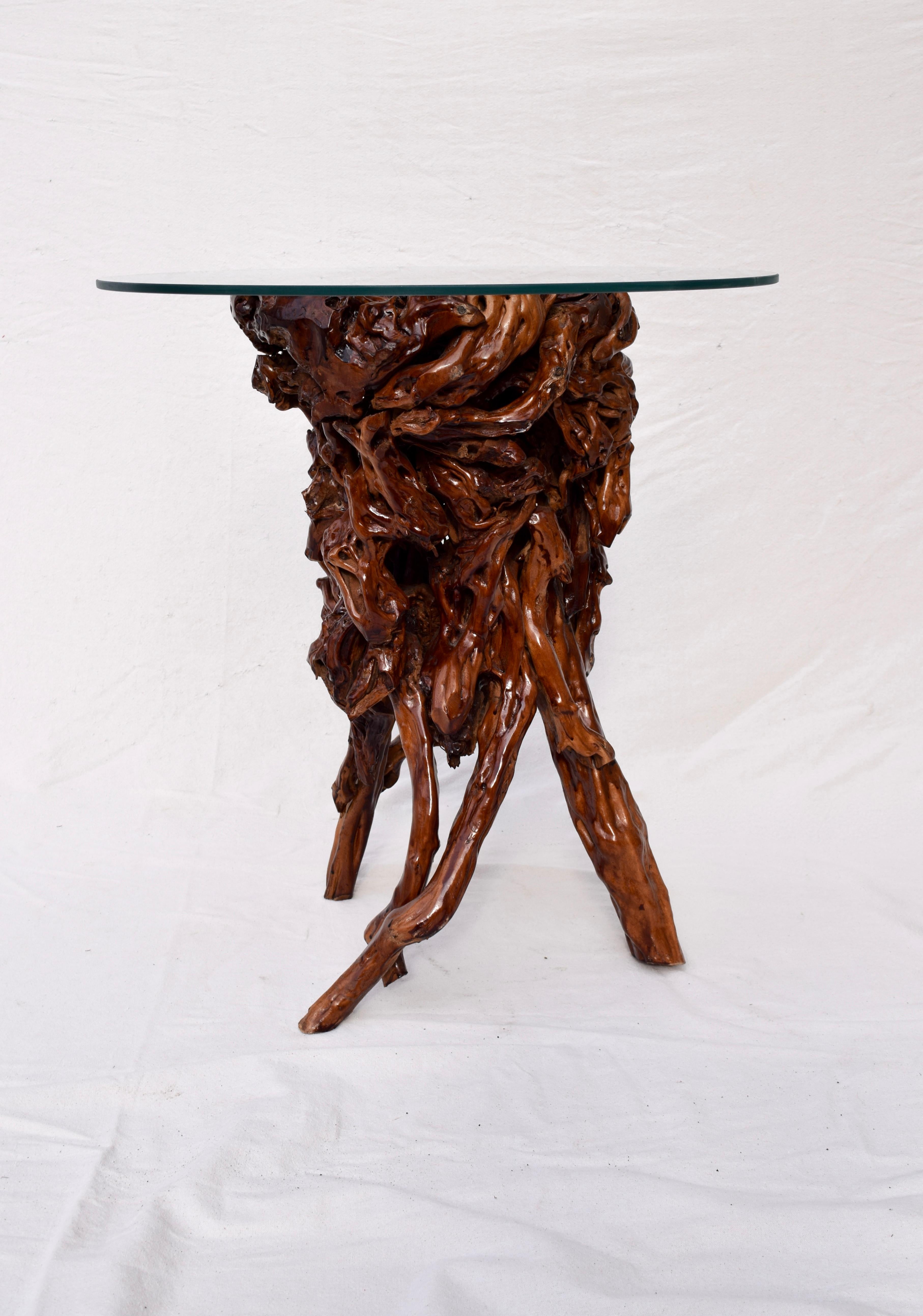 Glass Azalea Root Pedestal Table