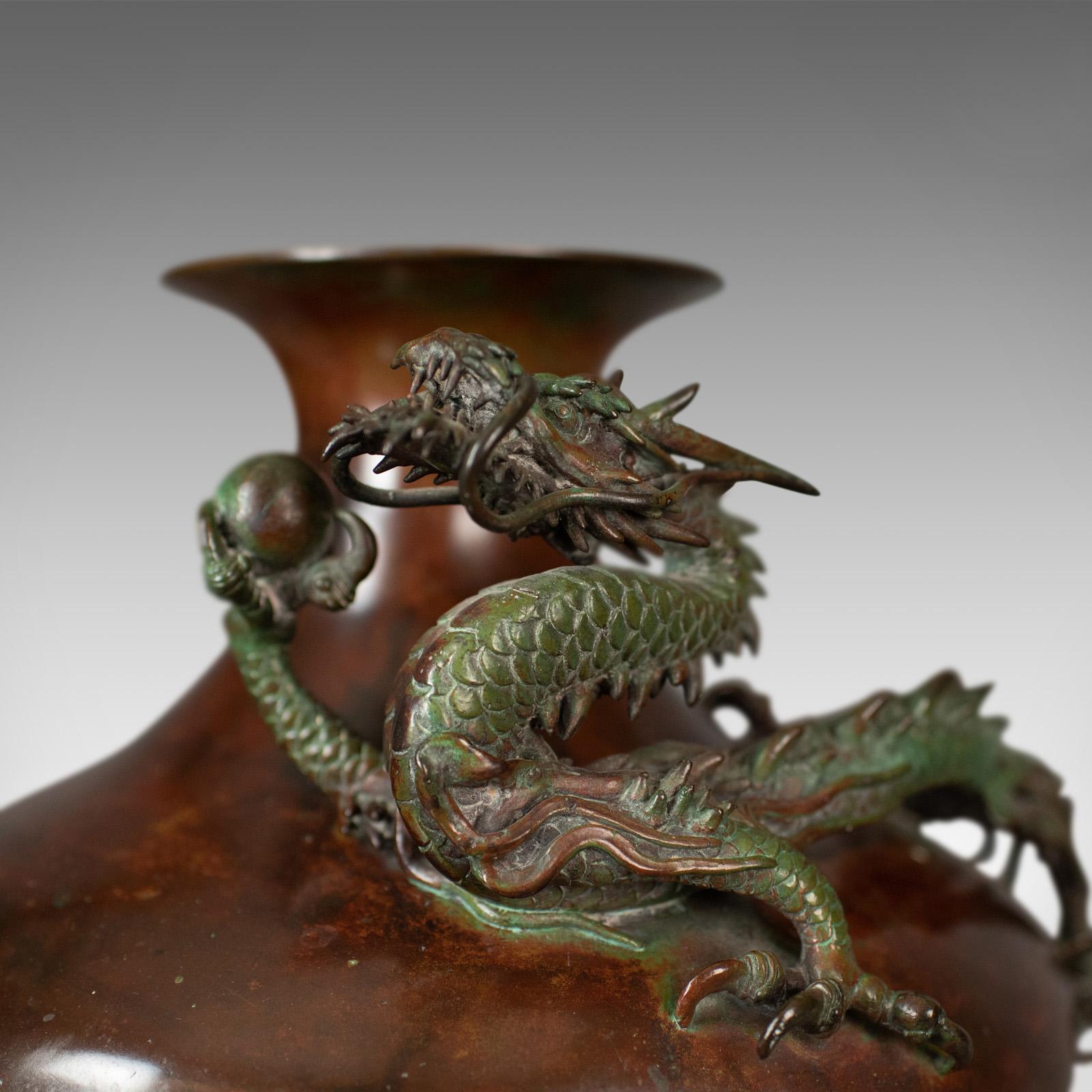 Chinese Export Chinese Urn, Vase, Bronze, Dragon, Pearl, Bowl, C20th, Oriental, Centerpiece
