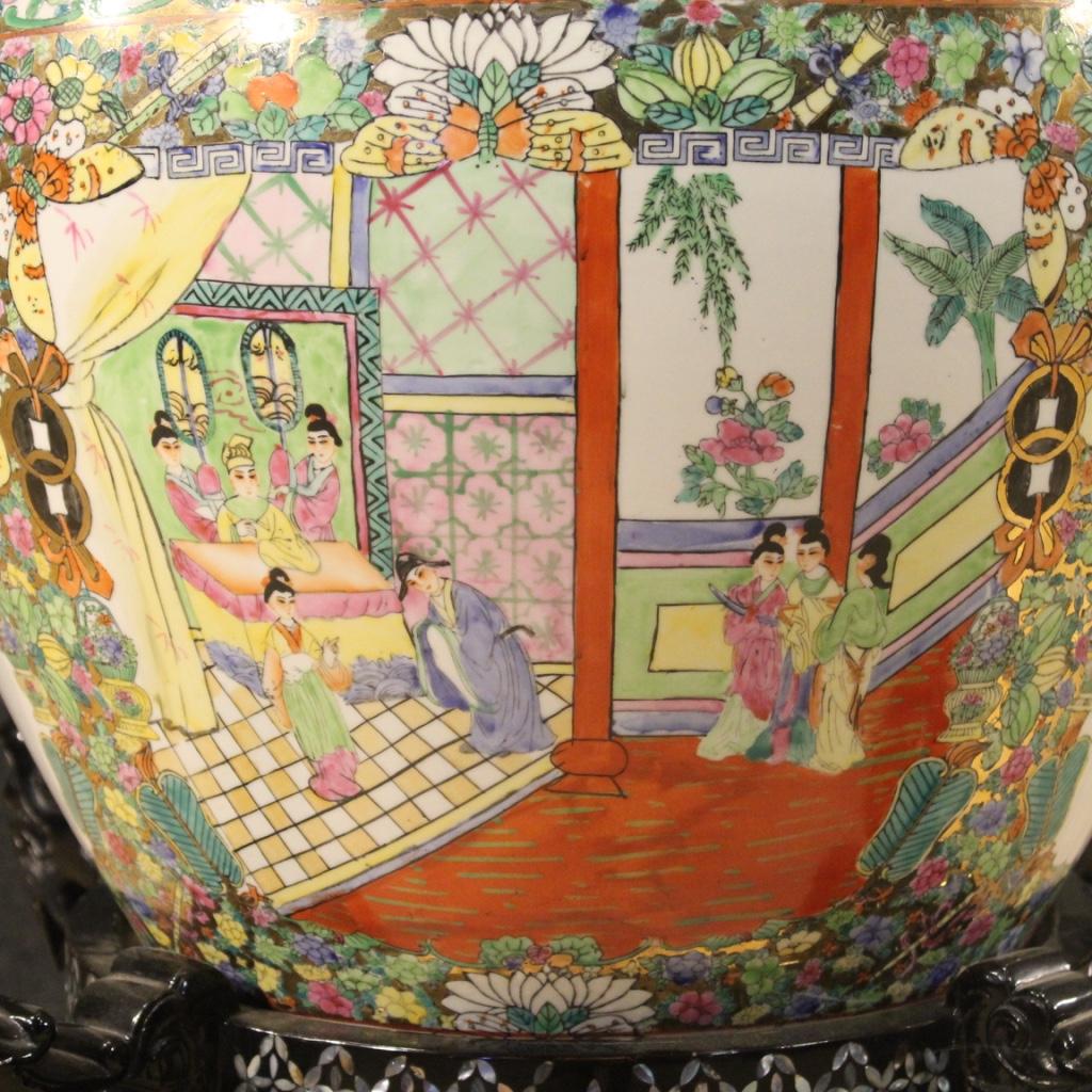 Chinese Vase in Glazed, Gilded and Painted Ceramic, 20th Century For Sale 4