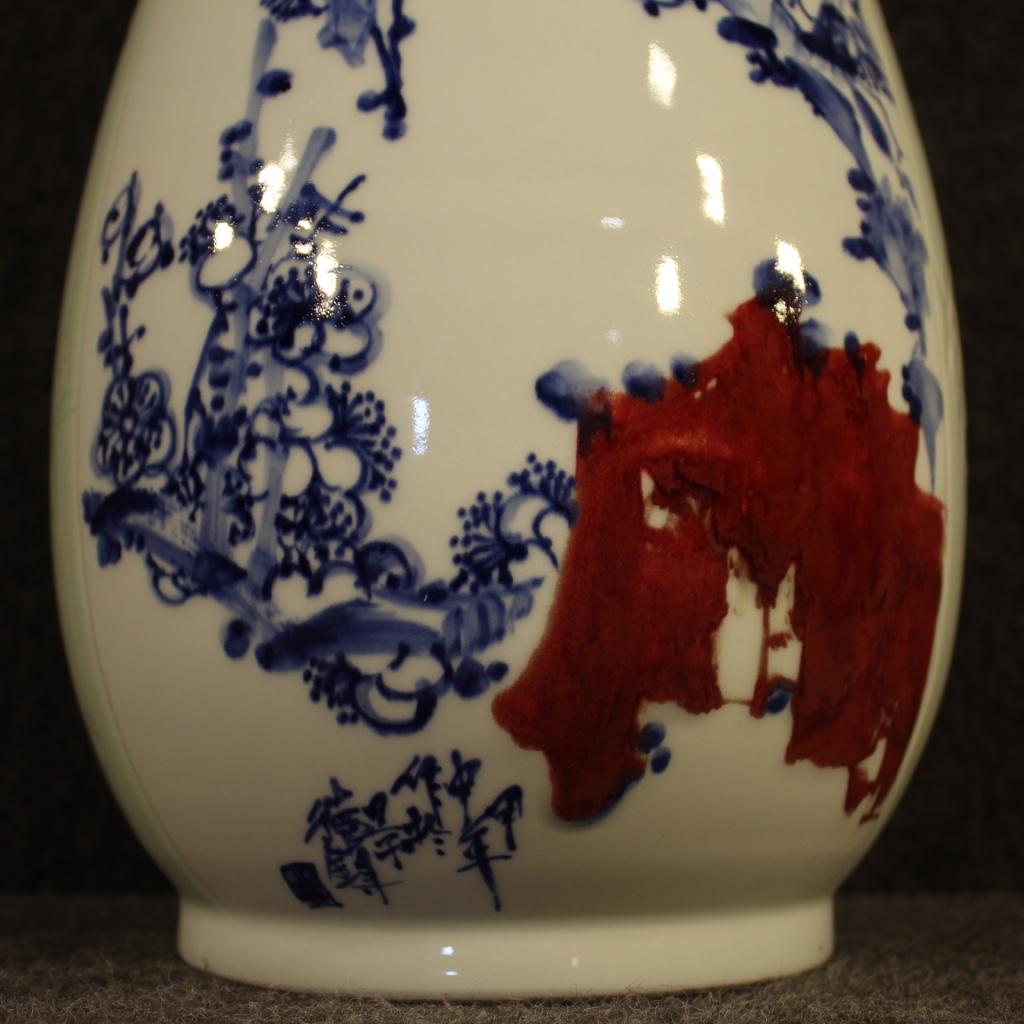 Contemporary Chinese Vase in Painted Ceramic, 21st Century For Sale
